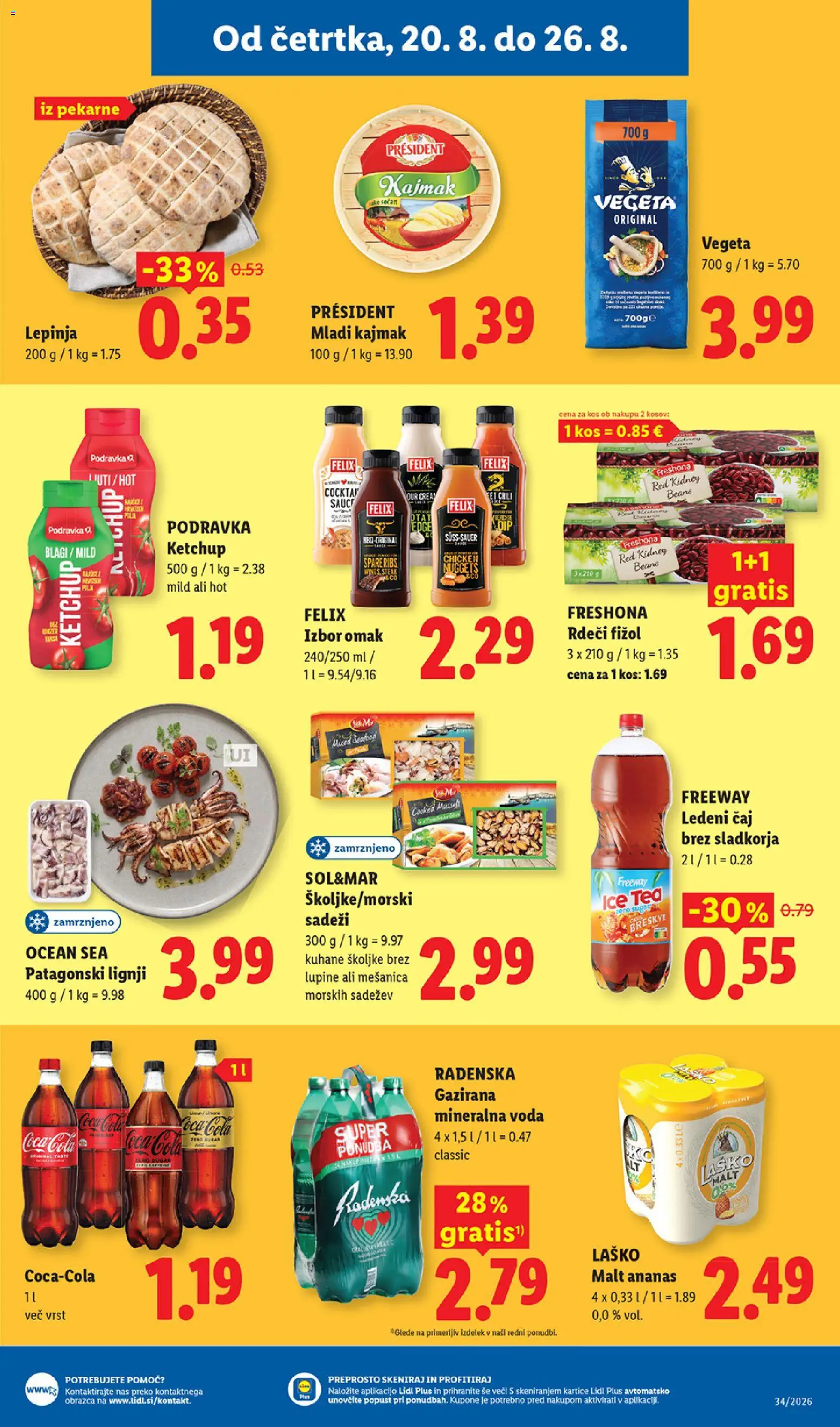 Novi Lidl katalog ponudbe – veljaven od 20.08.2026 | Stran: 9 | Izdelki: Školjke, Kajmak, Ledeni čaj, Mineralna voda