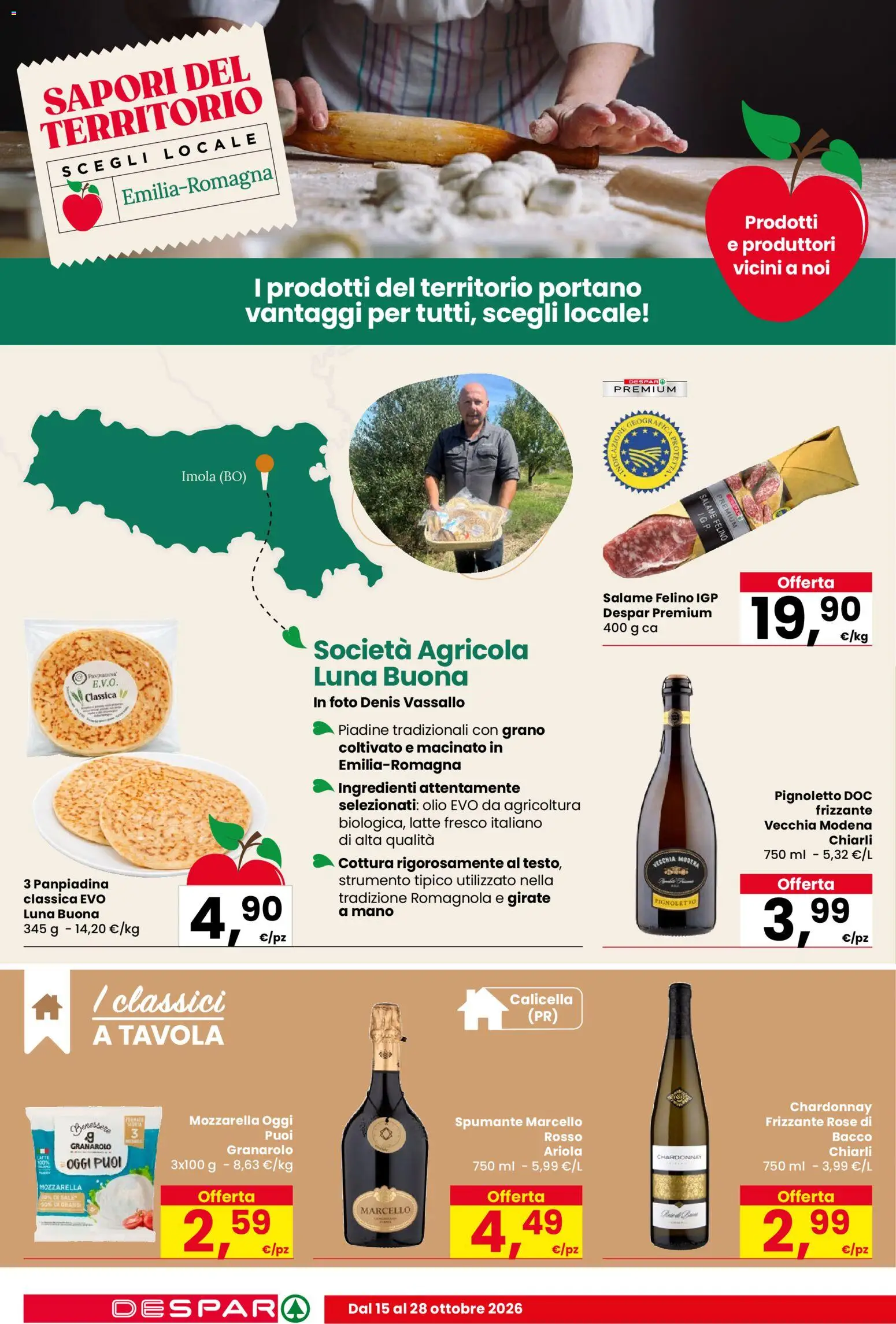 Volantino Despar del 15/10/2026 | Pagina: 12 | Prodotti: Mozzarella, Olio, Ingredienti, Macinato