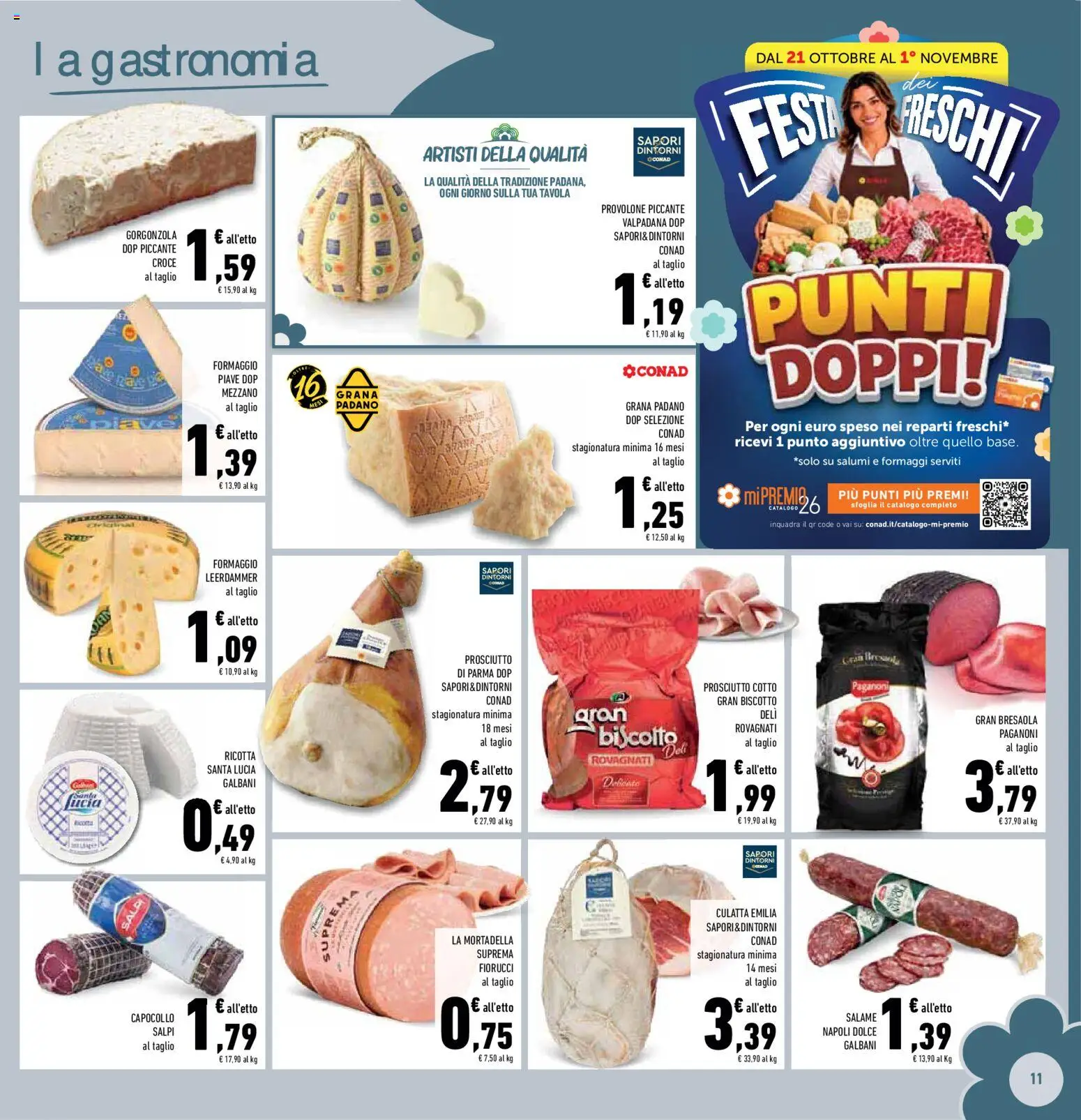 Volantino Conad del 21/10/2026 | Pagina: 11 | Prodotti: Provolone, Bresaola, Prosciutto, Ricotta