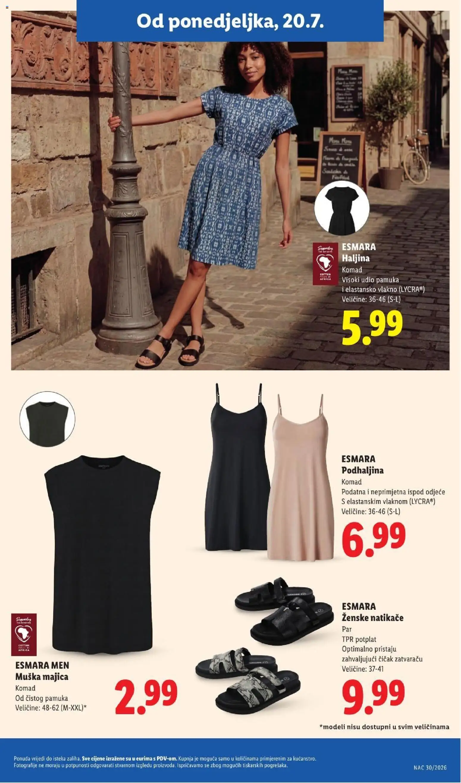 Lidl katalog | vrijedi od 20.07.2026 | Stranica: 29 | Proizvodi: Natikače, Majica, Haljina, Muška majica