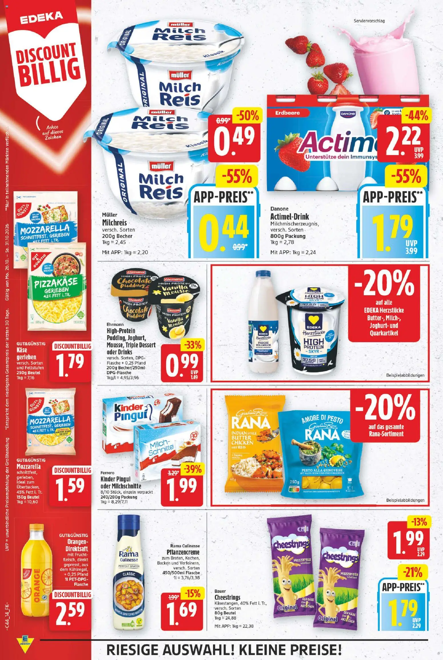 E center Prospekt – gültig ab 26.10.2026 | Seite: 14 | Produkte: Milch, Butter, Mozzarella, Orangen