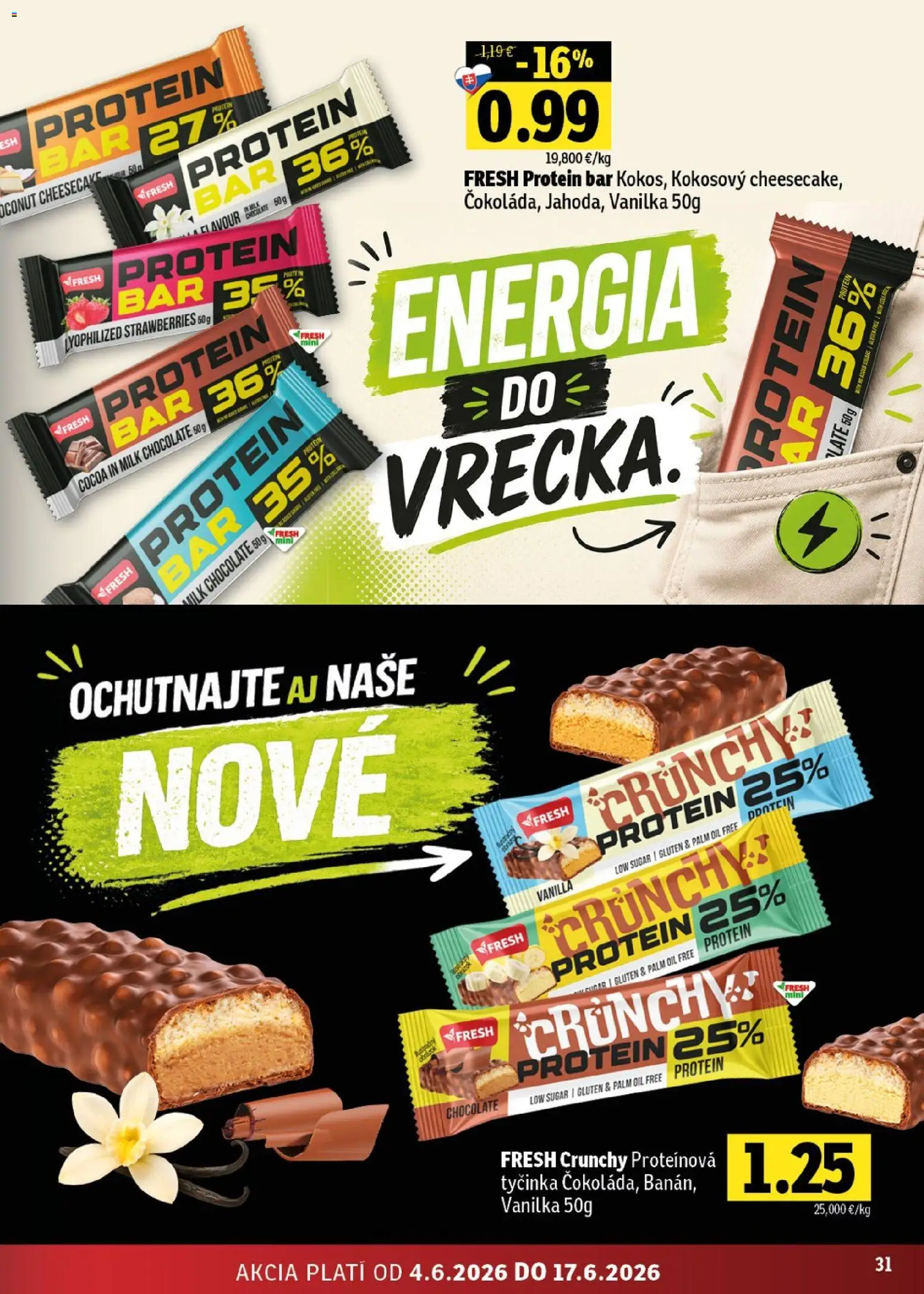 Nové Fresh akcie – leták je platný od 04.06.2026 | Strana: 31 | Produkty: Protein