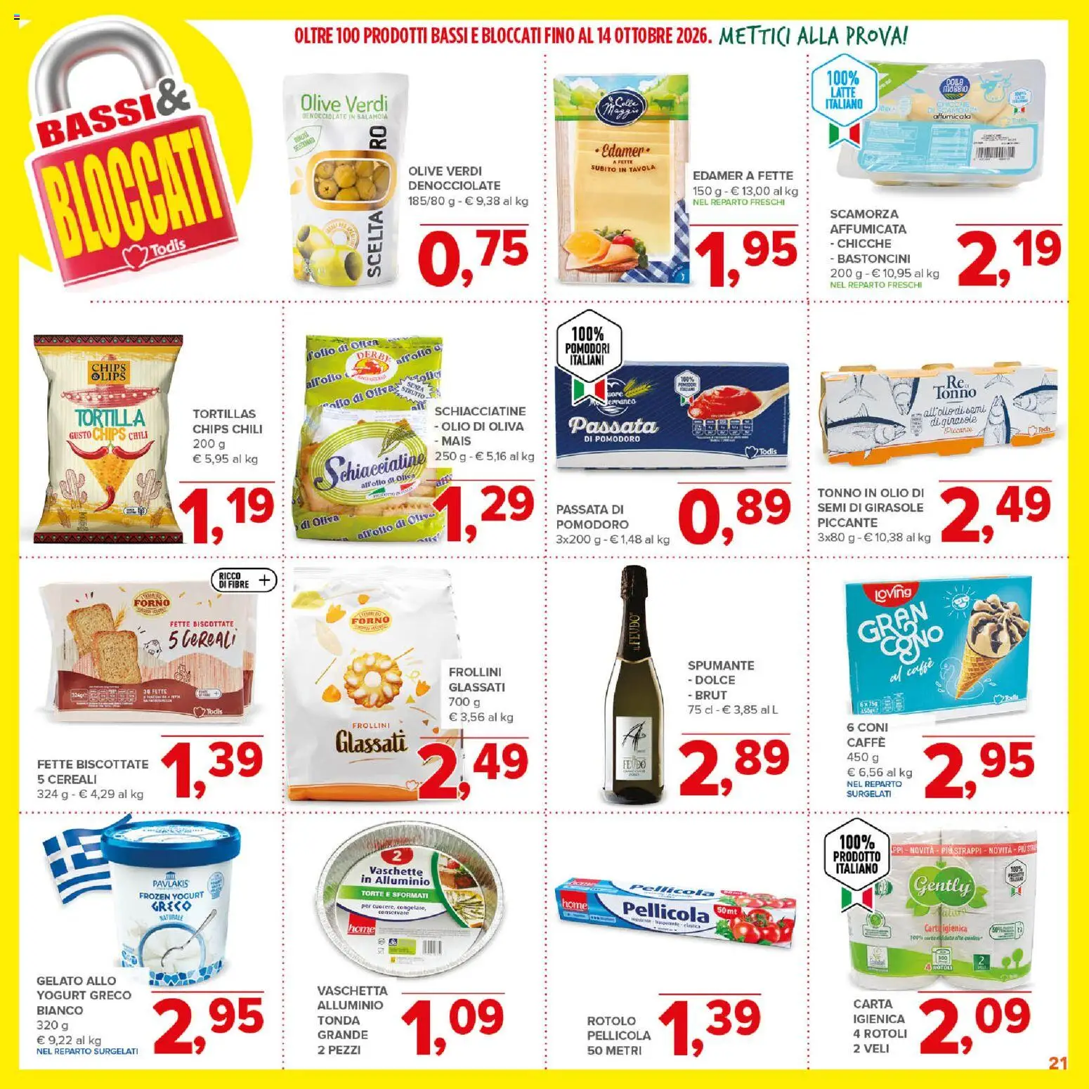 Volantino Todis del 03/09/2026 | Pagina: 21 | Prodotti: Yogurt greco, Cereali, Olive, Forno