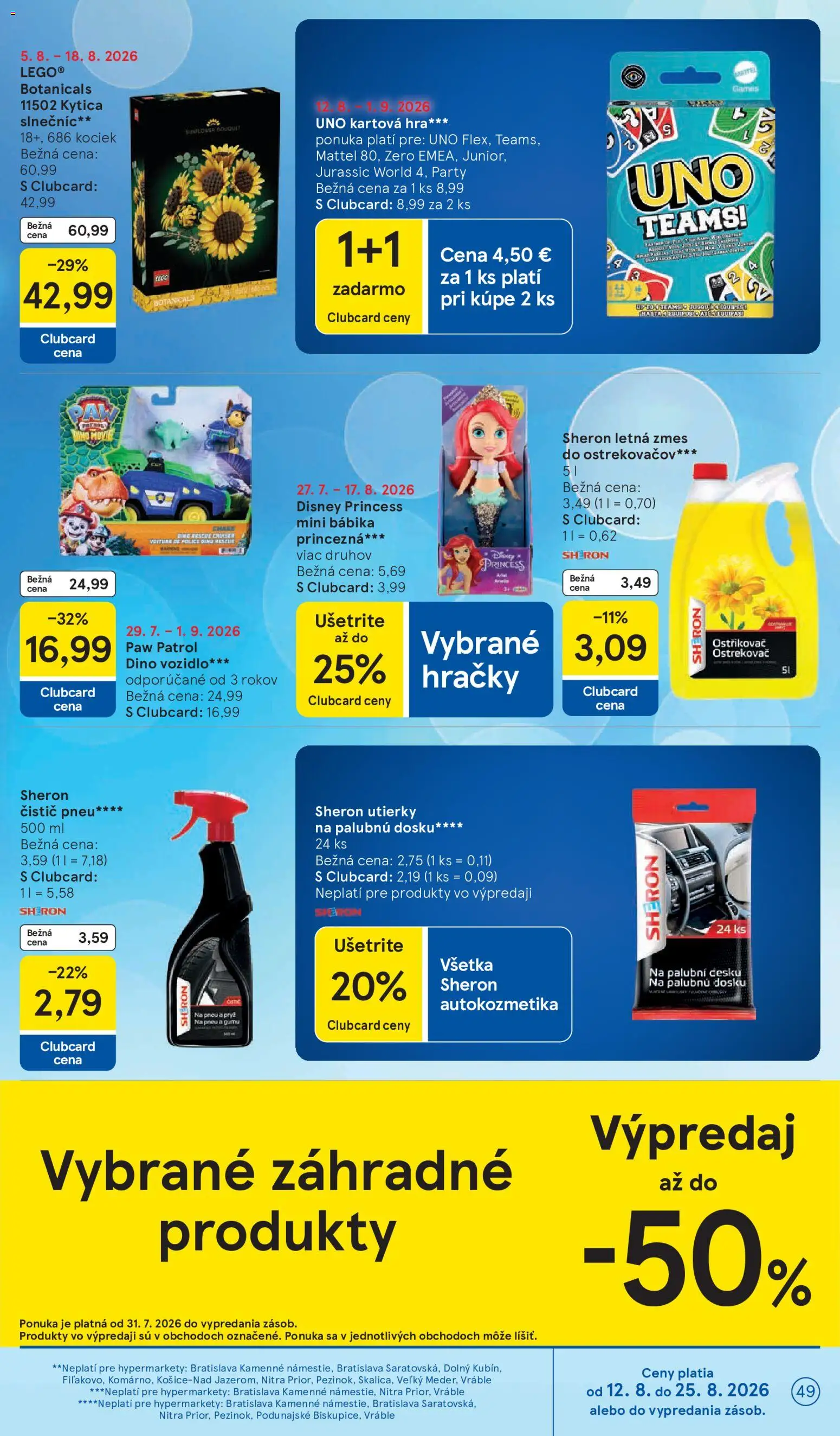 Nové Tesco akcie – leták je platný od 12.08.2026 | Strana: 49 | Produkty: Police, Bábika, Utierky