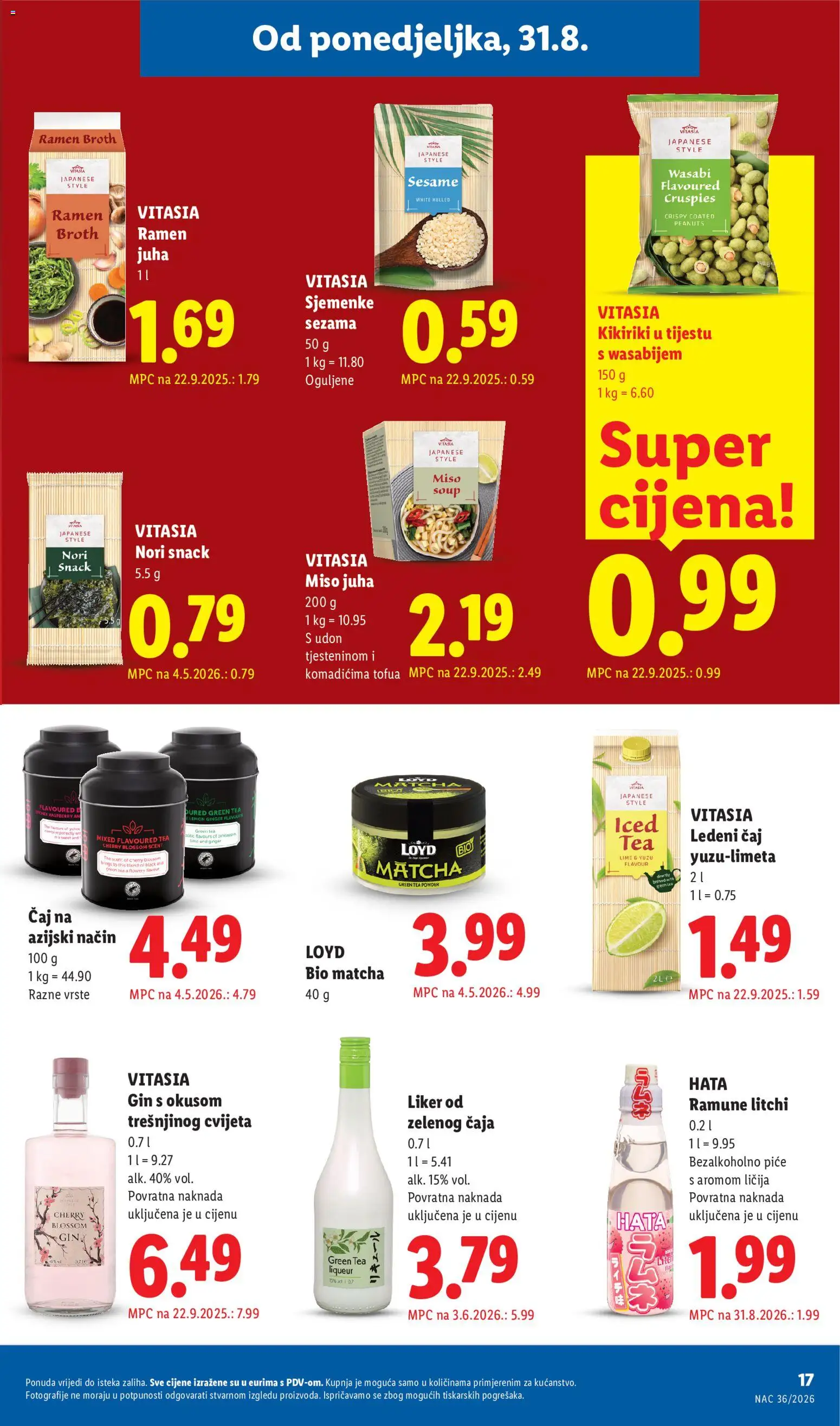 Lidl katalog | vrijedi od 31.08.2026 | Stranica: 17 | Proizvodi: Matcha, Kikiriki, Juha, Liker