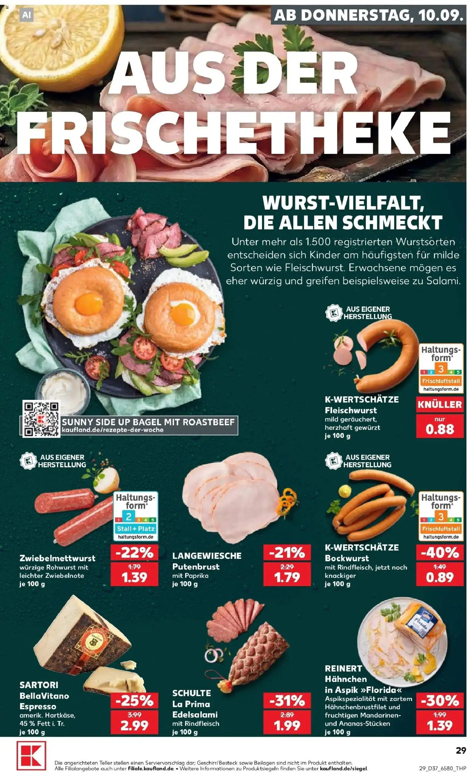 Prospekt Kaufland ab 07.09.2026 » Angebote Online zum Blättern | Seite: 38 | Produkte: Bockwurst, Putenbrust, Hahnchen, Rindfleisch