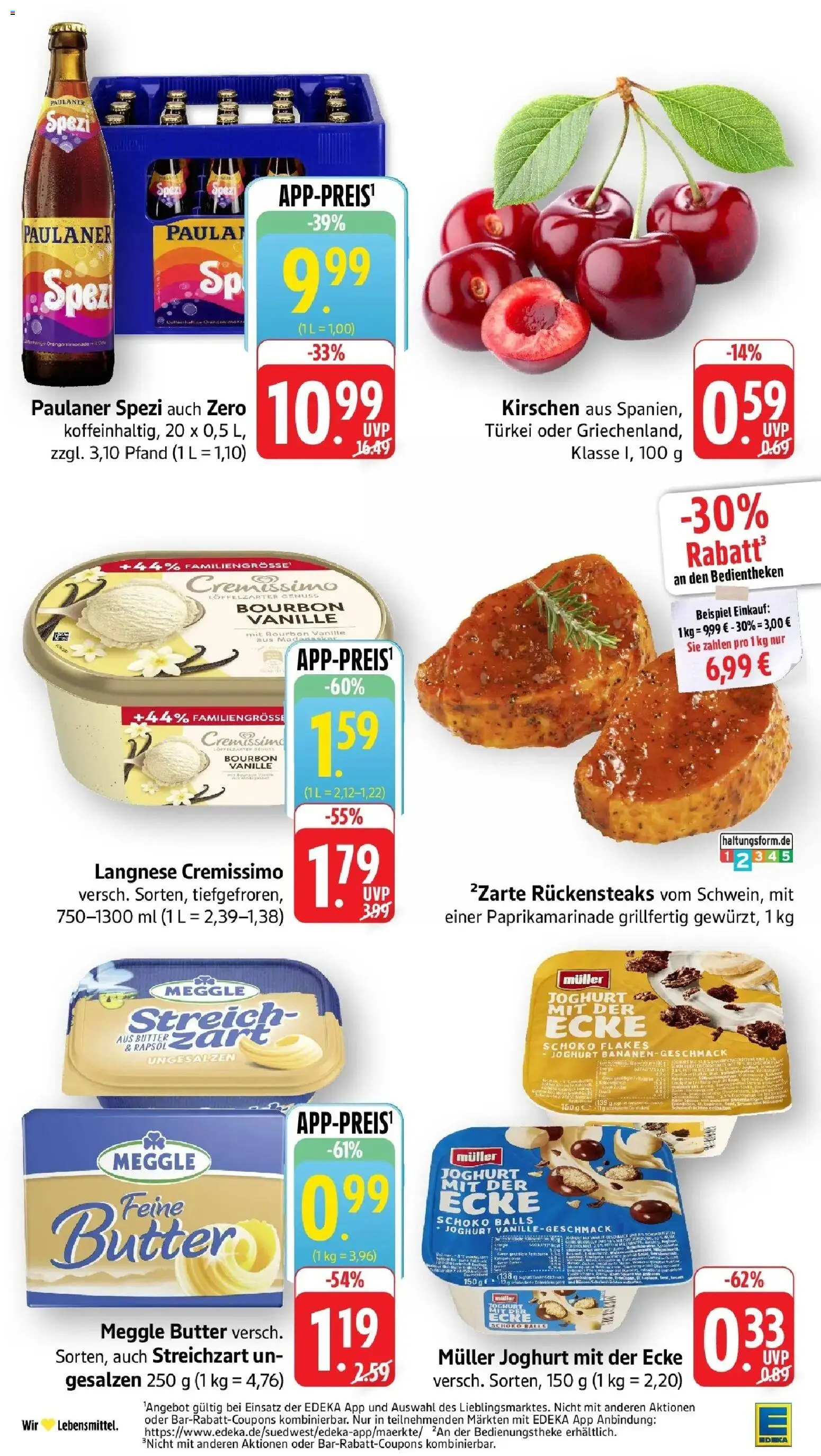 Edeka Prospekt Ulm-Lehr – gültig ab 01.06.2026 | Seite: 2 | Produkte: Langnese cremissimo, Cremissimo, Bourbon, Paulaner