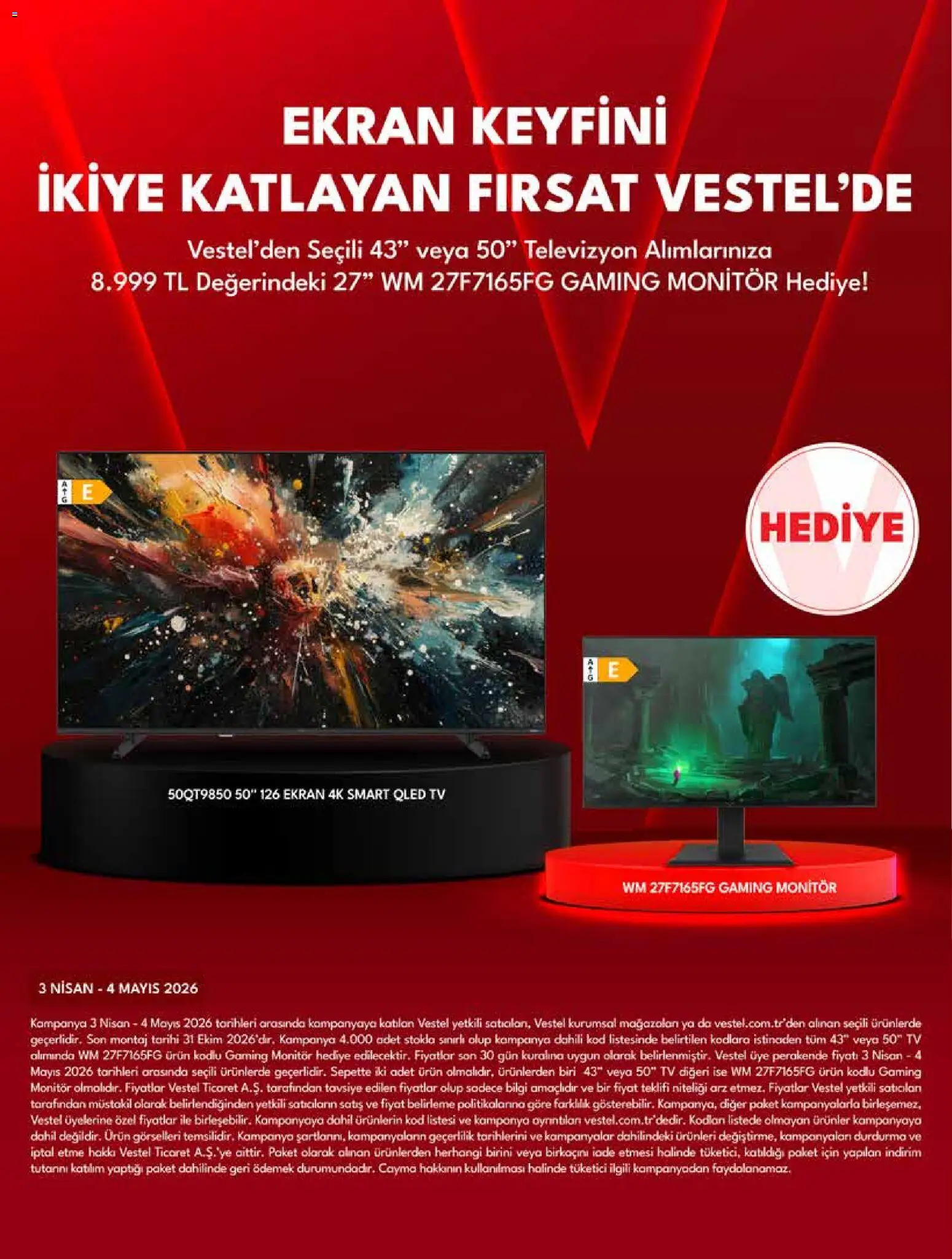 Vestel - Mobil ve Akıllı Ürünler - 03.04.2026 tarihinden itibaren geçerlidir | Sayfa: 2 | Ürünler: TV, Monitör, Televizyon