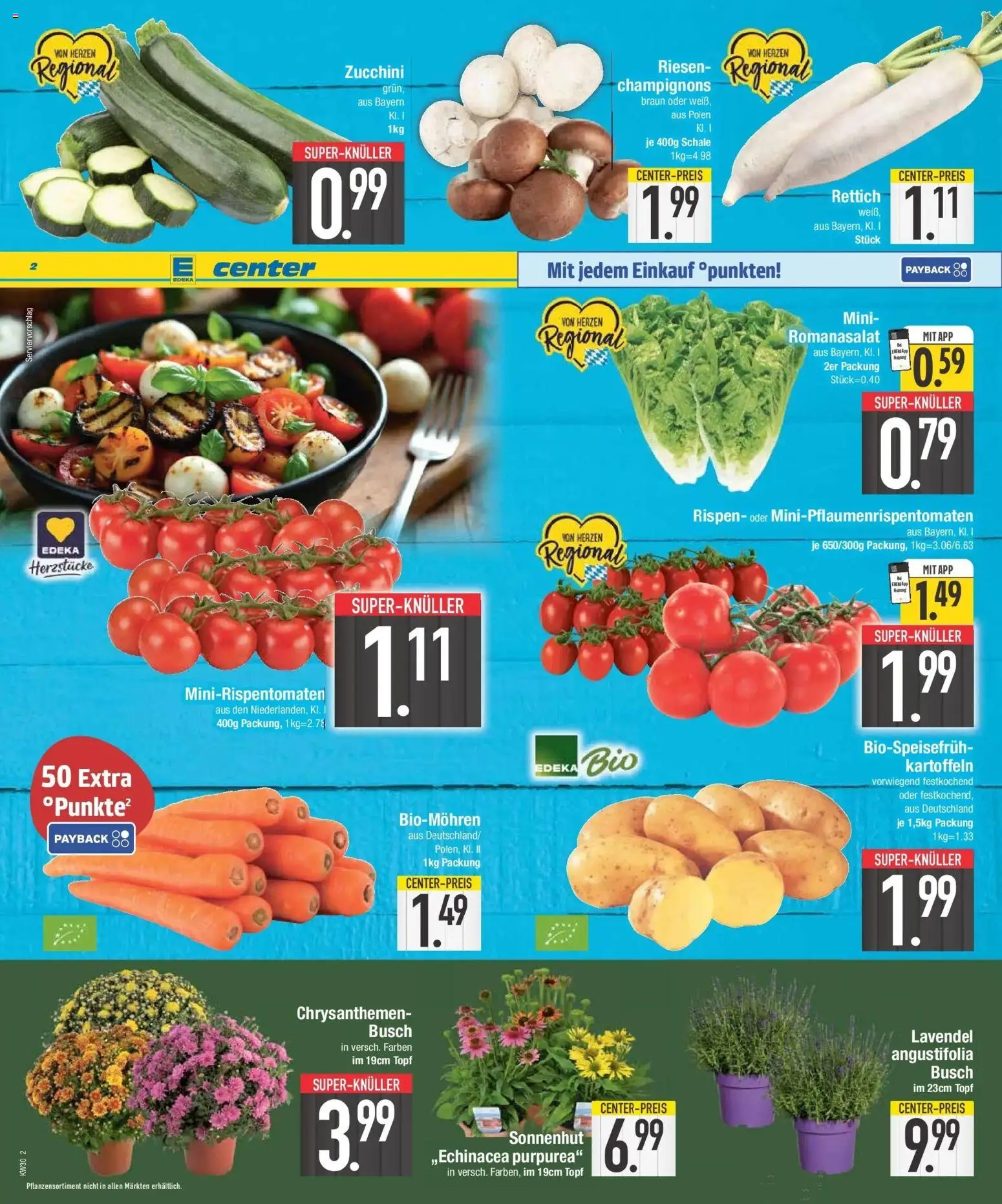 Edeka prospekt Neustadt – gültig ab 20.07.2026 | Seite: 2 | Produkte: Champignons, Kartoffeln, Zucchini, Lavendel