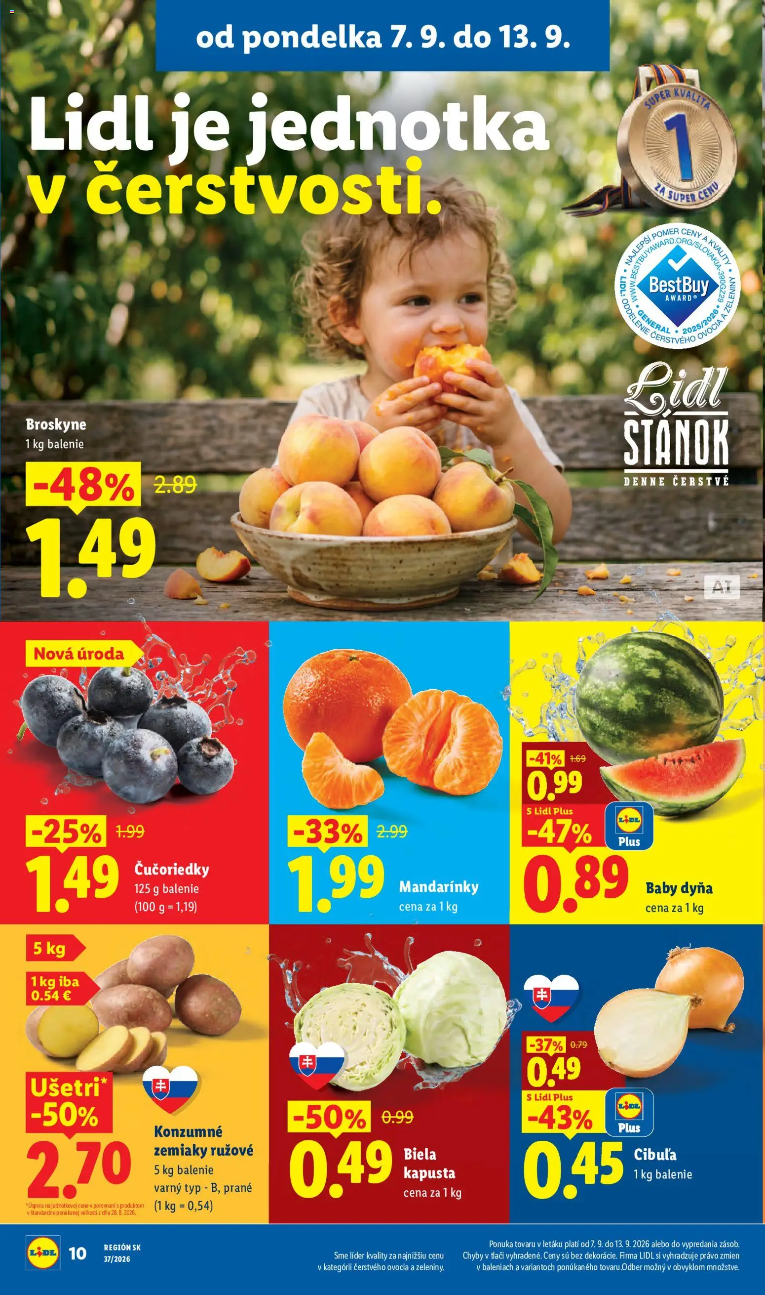 Nové Lidl akcie – leták je platný od 07.09.2026 | Strana: 12 | Produkty: Čučoriedky, Mandarinky, Zemiaky, Cibuľa