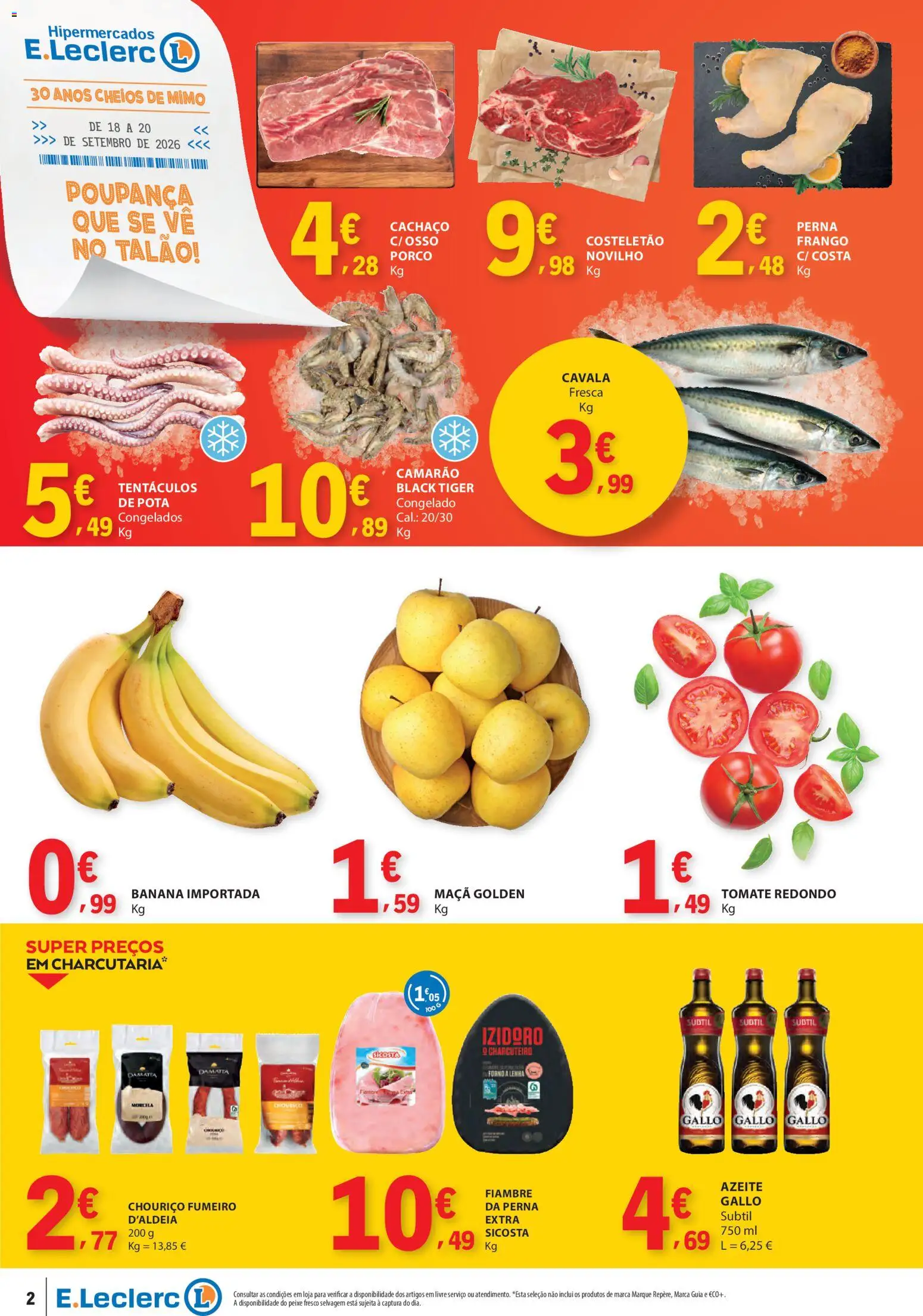 E.Leclerc Catálogo Fim de Semana │ válido de 18/09/2026 | Página: 2 | Produtos: Forno, Frango, Chouriço, Tomate