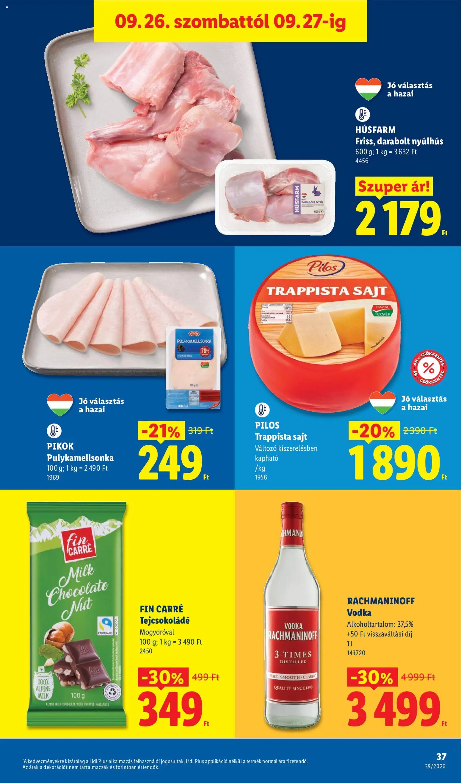 Lidl akciós ujság - amely érvényes a következő dátumtól: 2026.09.24. | Oldal: 37 | Termékek: Nyúl, Nyúlhús, Pikok, Vodka