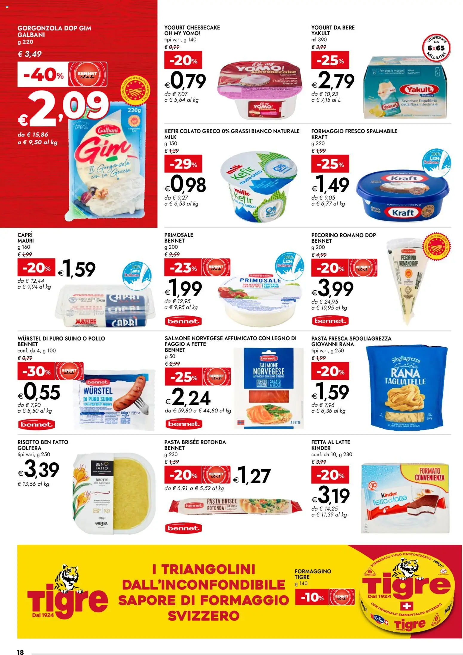 Volantino bennet del 07.04.2026 | Pagina: 18 | Prodotti: Yogurt, Salmone, Pasta brisée, Pecorino