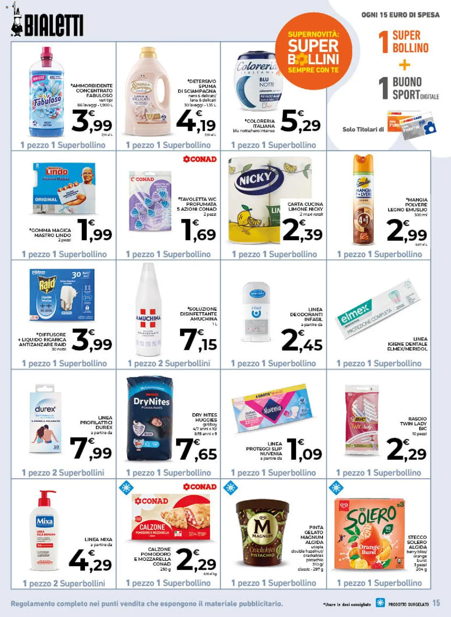 Volantino Conad del 17.06.2026 | Pagina: 15 | Prodotti: Rasoio, Proteggi slip, Antizanzare, WC