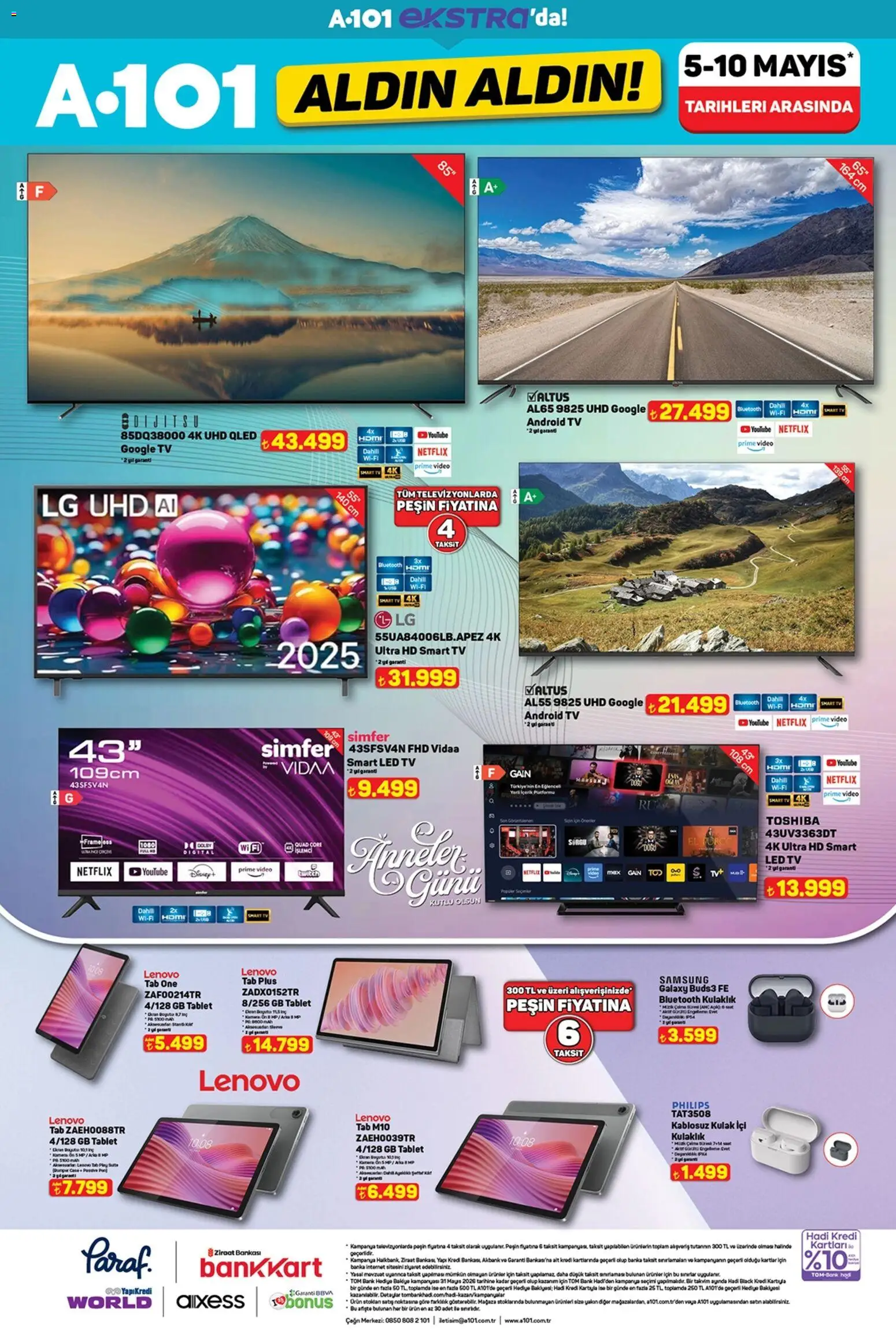 A101 - Katalog Aldın Aldın - 07.05.2026 tarihinden itibaren geçerlidir | Sayfa: 21 | Ürünler: TV, Tablet, Video, Kulaklık