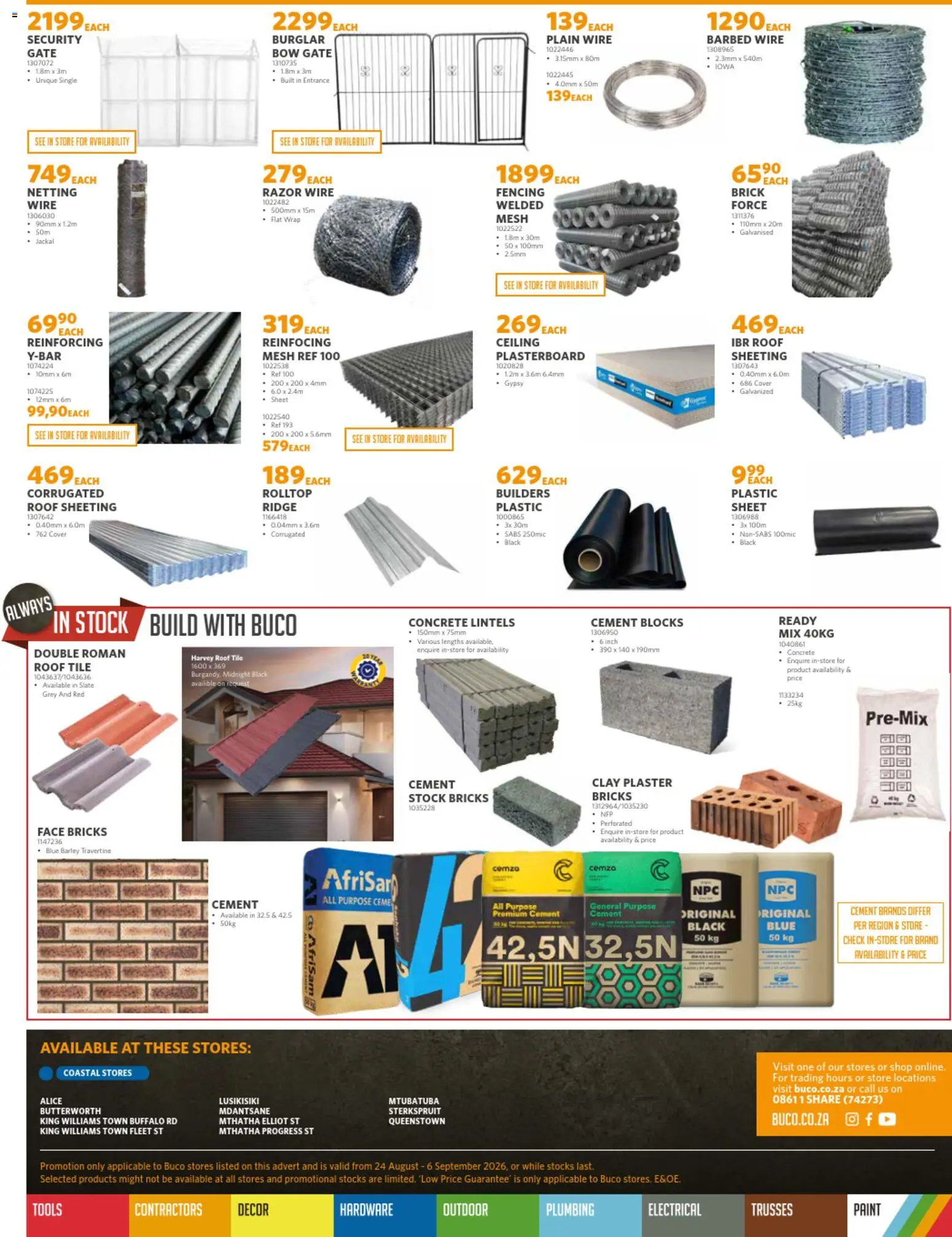 New BUCO catalogue – valid from 24/08/2026 | Page: 8 | Products: Cover, Plaster, Stock, Cement