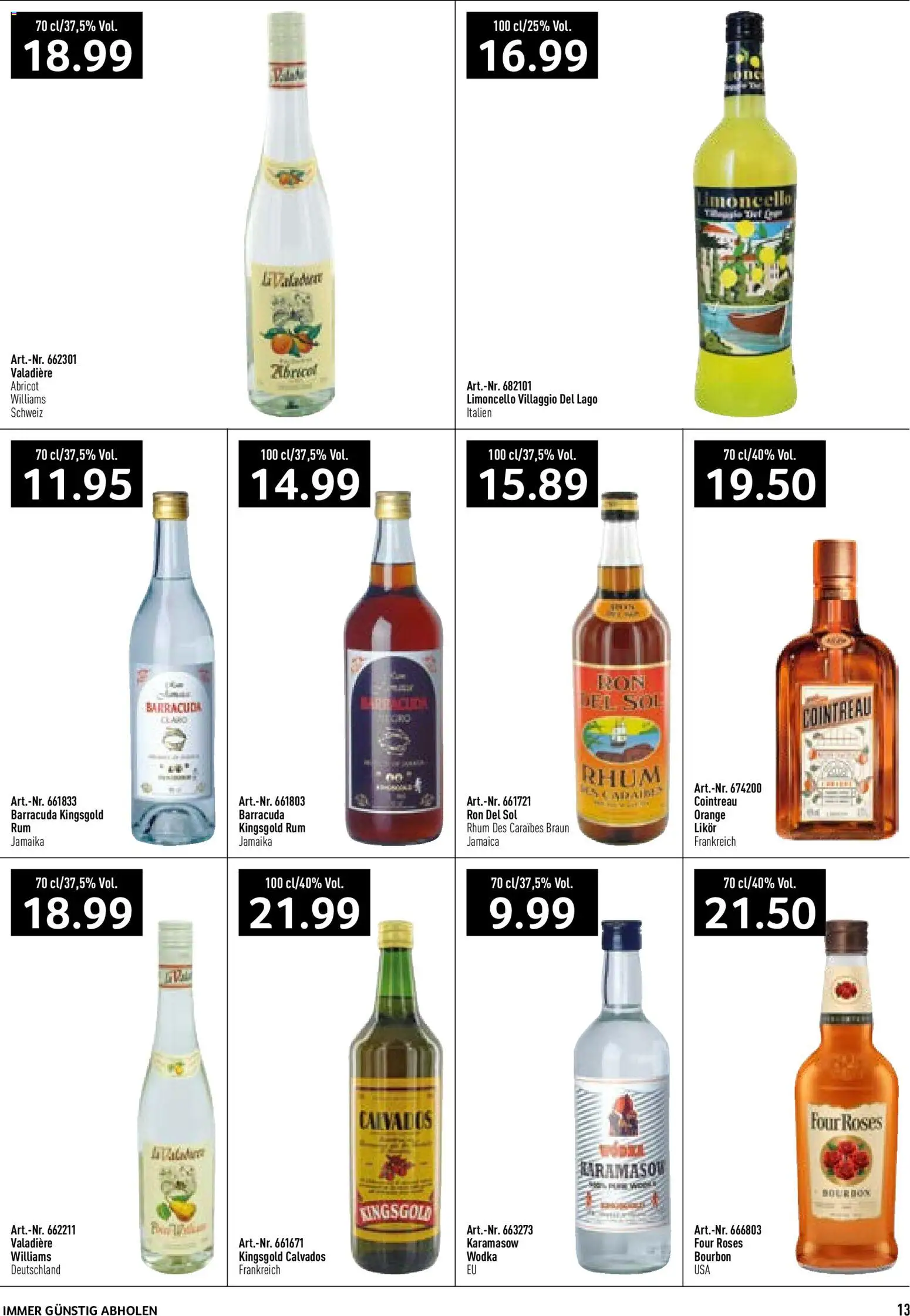 Prodega aktionen Bäckerei – gültig ab 12.10.2026 | Seite: 13 | Produkte: Likör, Bourbon, Wodka