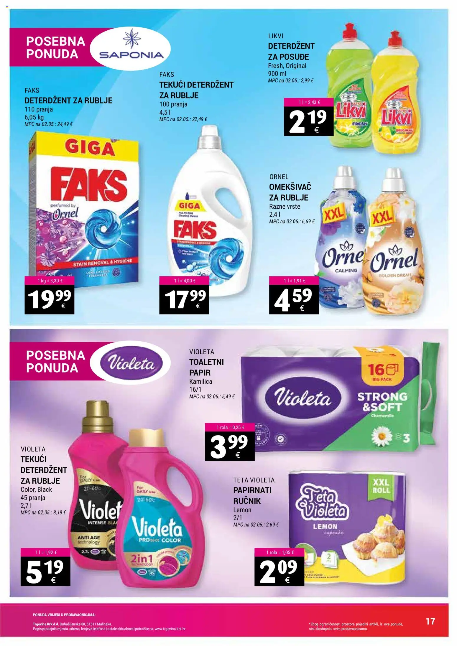 Trgovina Krk katalog | vrijedi od 16.06.2026 | Stranica: 17 | Proizvodi: Faks, Omekšivač, Deterdžent, Toaletni papir