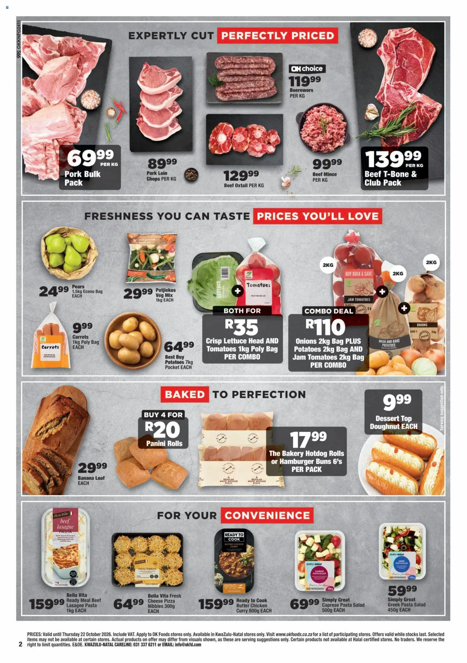 New OK Foods catalogue – valid from 14/10/2026 | Page: 2 | Products: Buns, Boerewors, Chicken, Carrots