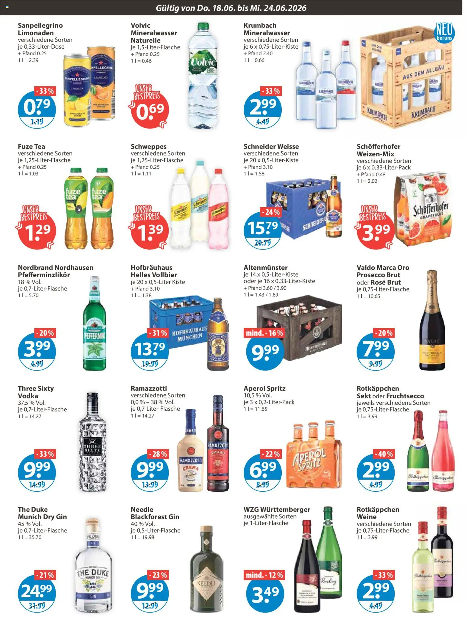 V-Markt Angebote – gültig ab 18.06.2026 | Seite: 9 | Produkte: Schweppes, Mineralwasser, Grapefruit, Prosecco