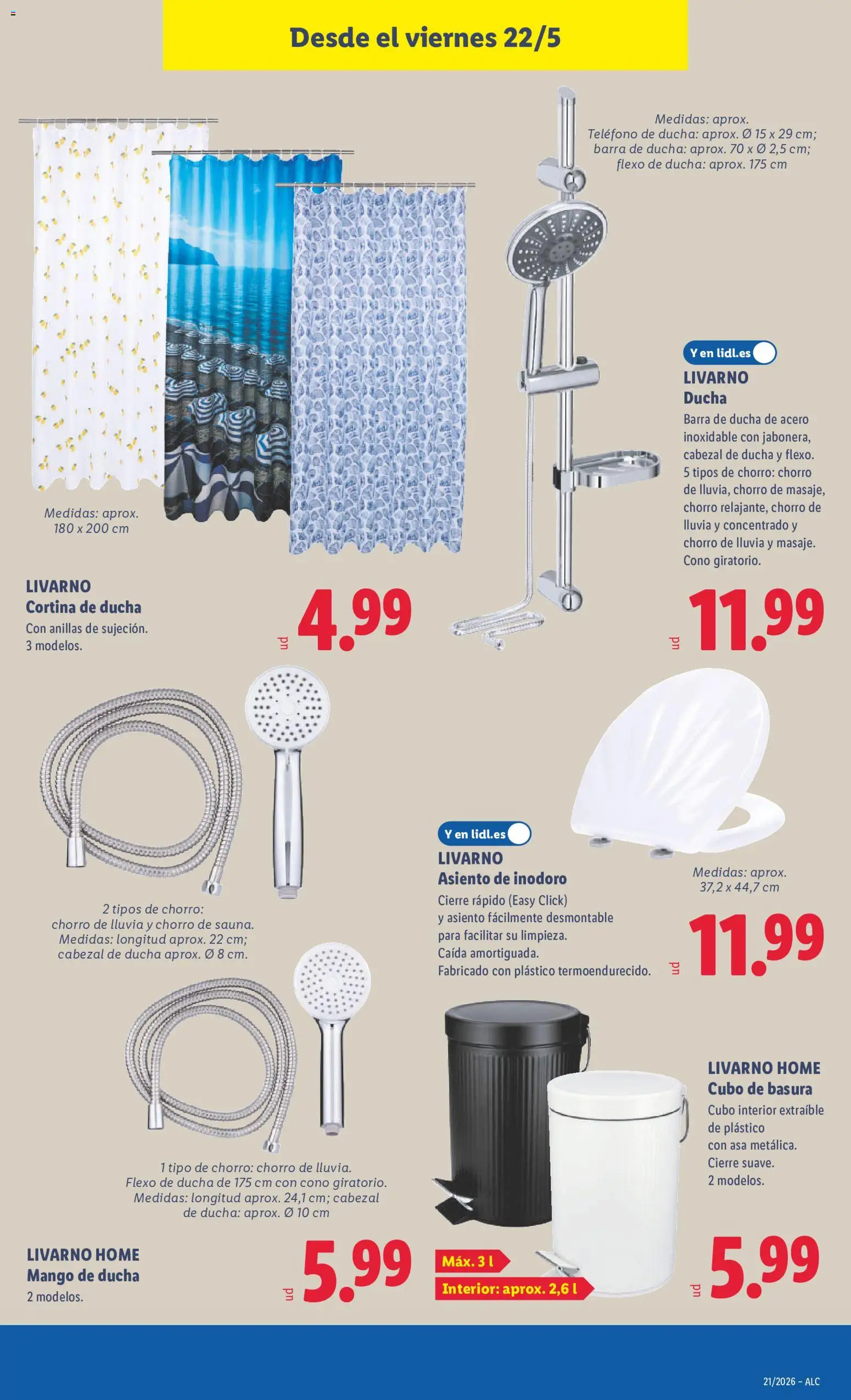 Lidl folleto de bazar │ válido desde el 18.05.2026 | Página: 29 | Productos: Cortina, Cabezal de ducha, Barra de ducha, Διακόπτης κυκλώματος