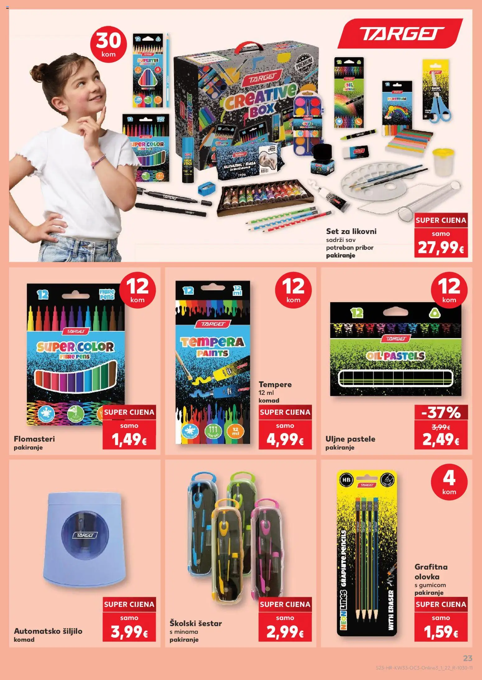 Kaufland katalog | vrijedi od 10.08.2026 | Stranica: 23 | Proizvodi: Šestar, Šiljilo, Tempere, Flomasteri