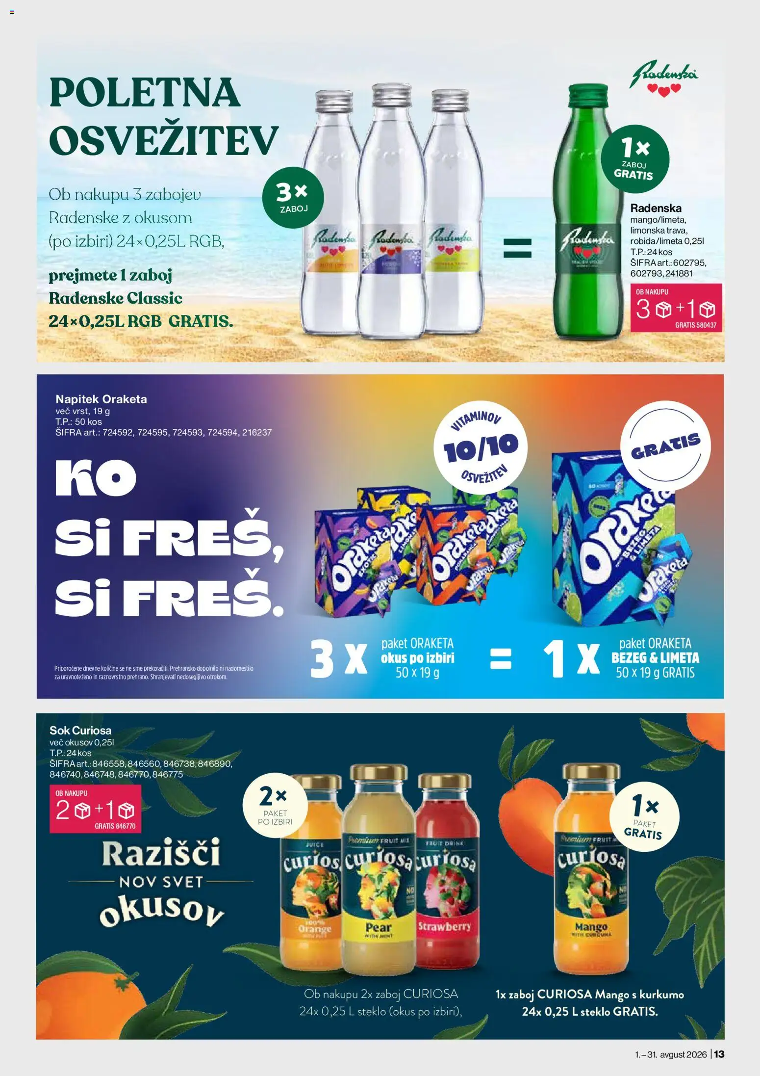 Novi Mercator katalog ponudbe – veljaven od 01.08.2026 | Stran: 13 | Izdelki: Limeta, Sok, Zaboj, Mango