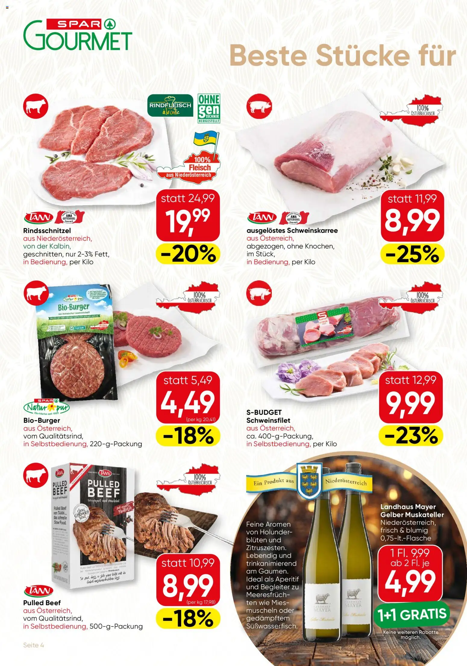 SPAR Gourmet Flugblatt gültig ab 30.07.2026 | Seite: 4 | Produkte: Rindfleisch