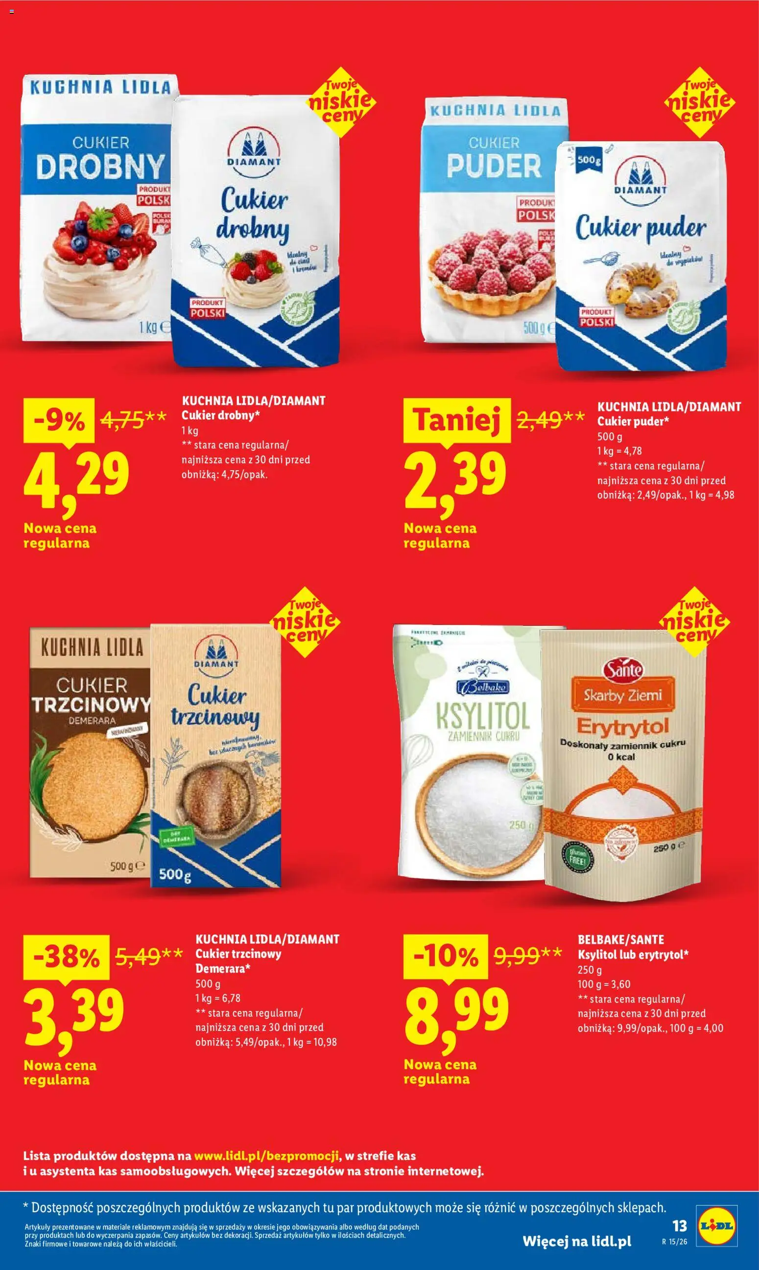 Lidl gazetka - Oszczędzaj każdego dnia od 09.05.2026 | Strona: 13 | Produkty: Erytrytol, Cukier puder, Puder, Cukier