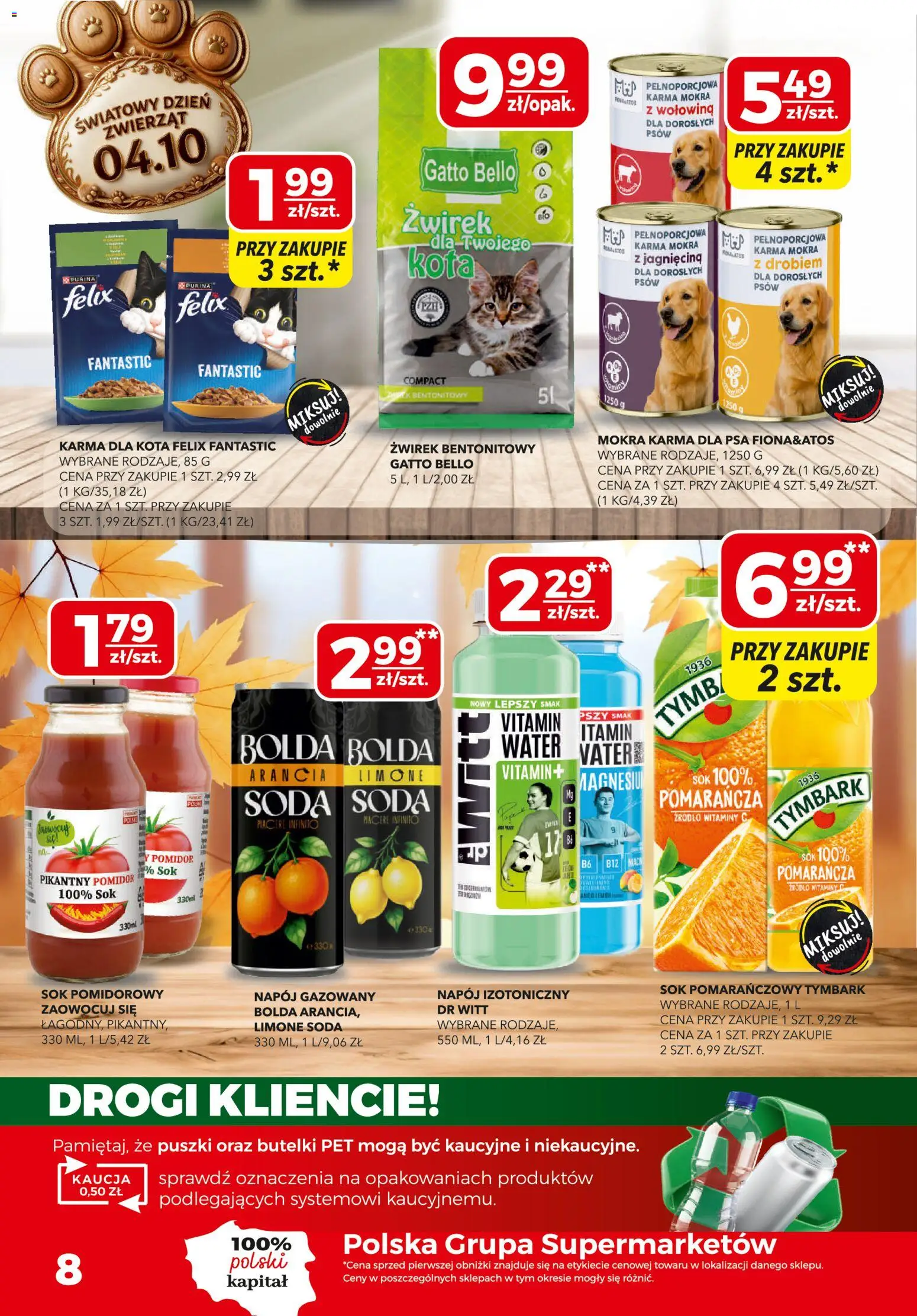 Top Market gazetka od 24.09.2026 | Strona: 8 | Produkty: Tymbark, Jagnięcina, Karma mokra, Karma dla kota