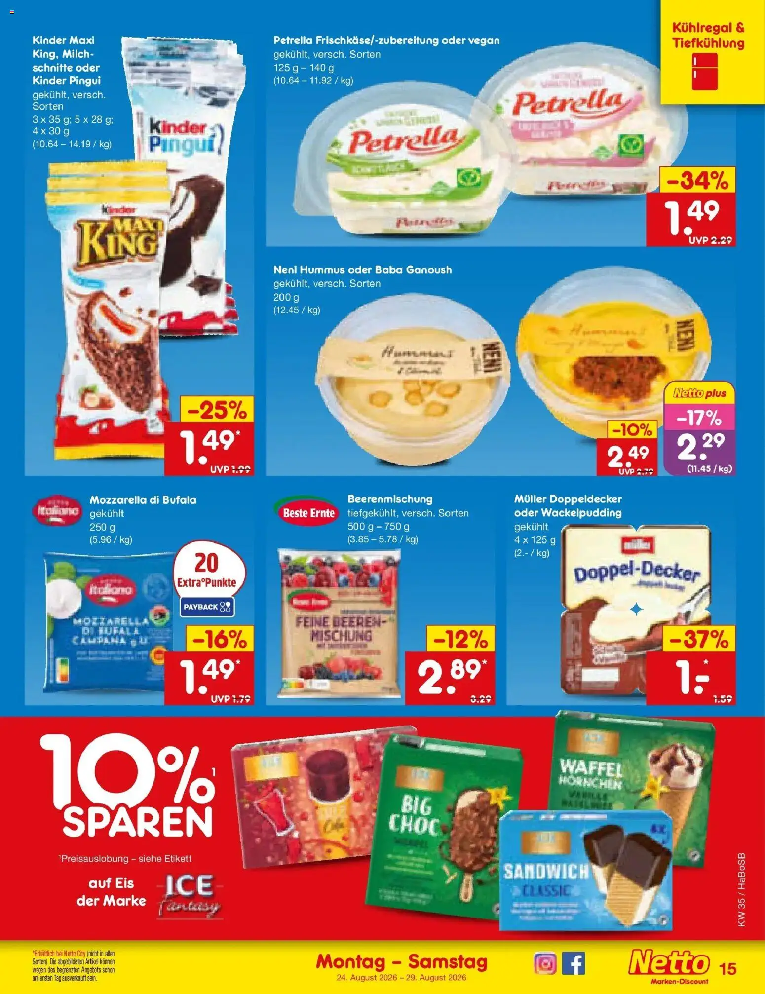 Netto Marken-Discount Prospekt Unna (ab 24.08.2026) » Angebote | Seite: 23 | Produkte: Milch, Mozzarella, Hummus, Eis