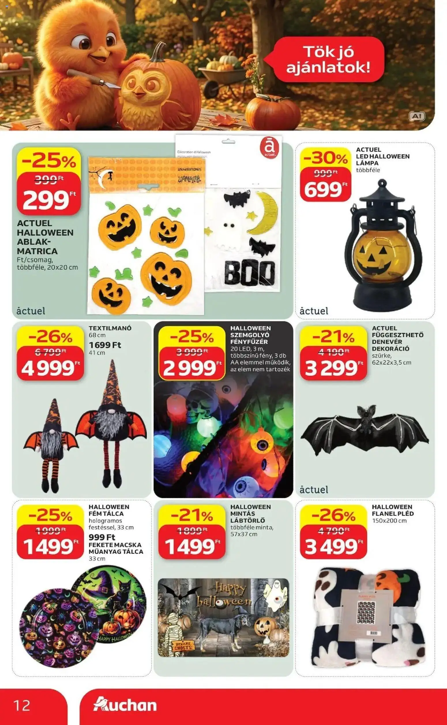 Auchan akciós újság Szolnok - 2026.09.10. -tól/töl > akció, lapozható szórólap 🛍️ | Oldal: 12 | Termékek: Fényfüzér, Tök, Lámpa, Elem