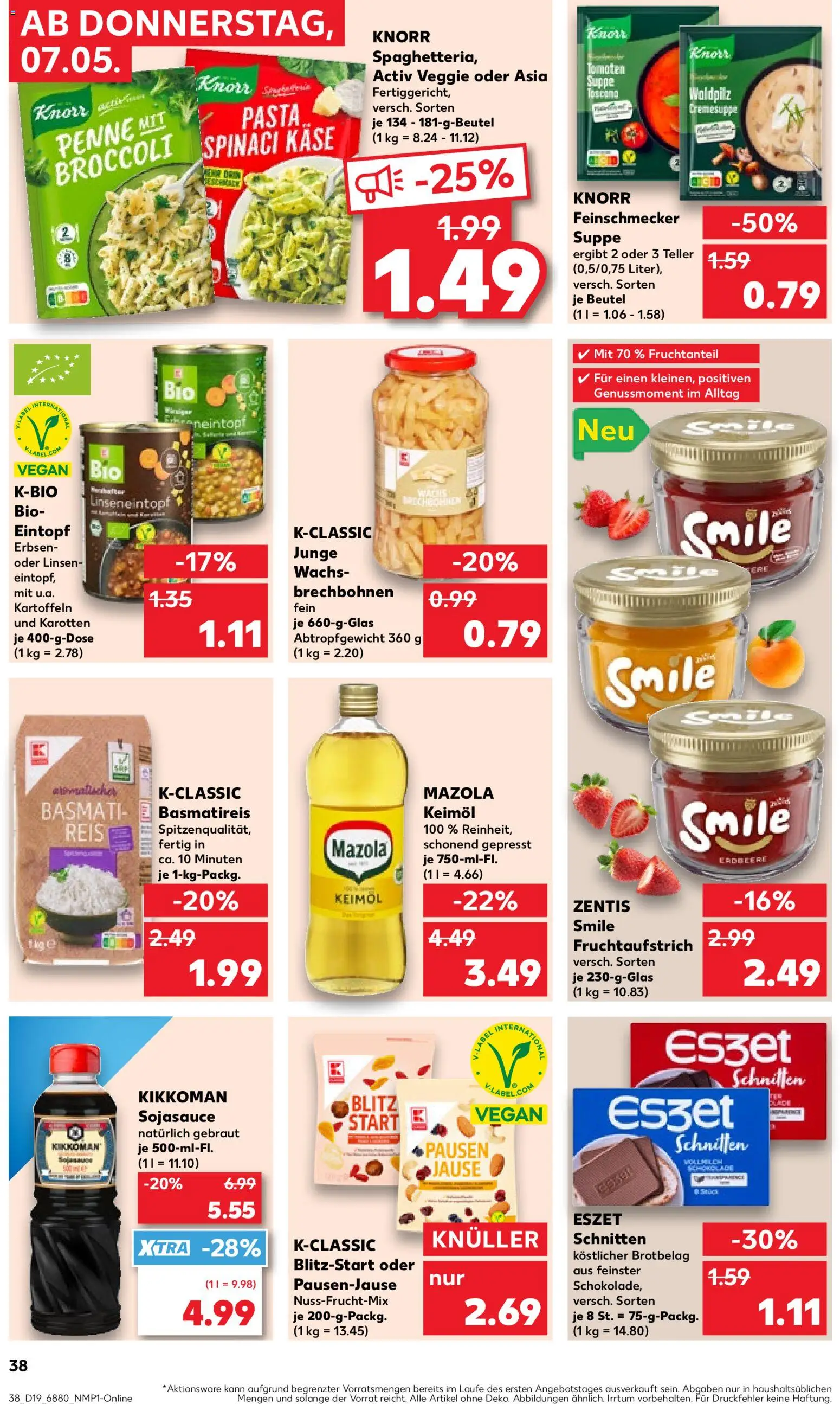 Kaufland Prospekt Völklingen	 – gültig ab 07.05.2026 | Seite: 38 | Produkte: Basmatireis, Knorr, Pasta, Reis