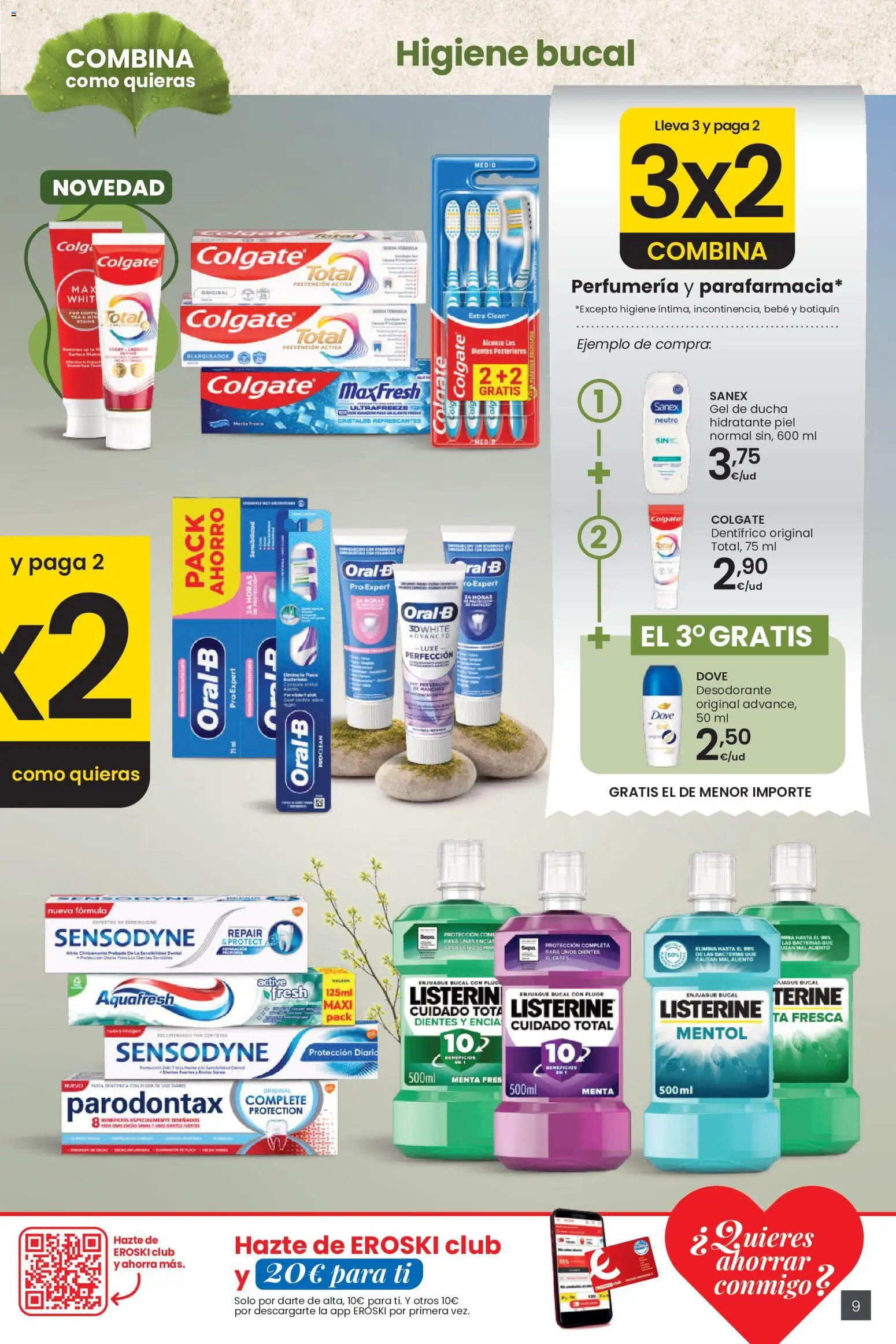 Eroski 3x2 En toda la perfumería y la parafarmacia │ válido desde el 30.04.2026 | Página: 9
