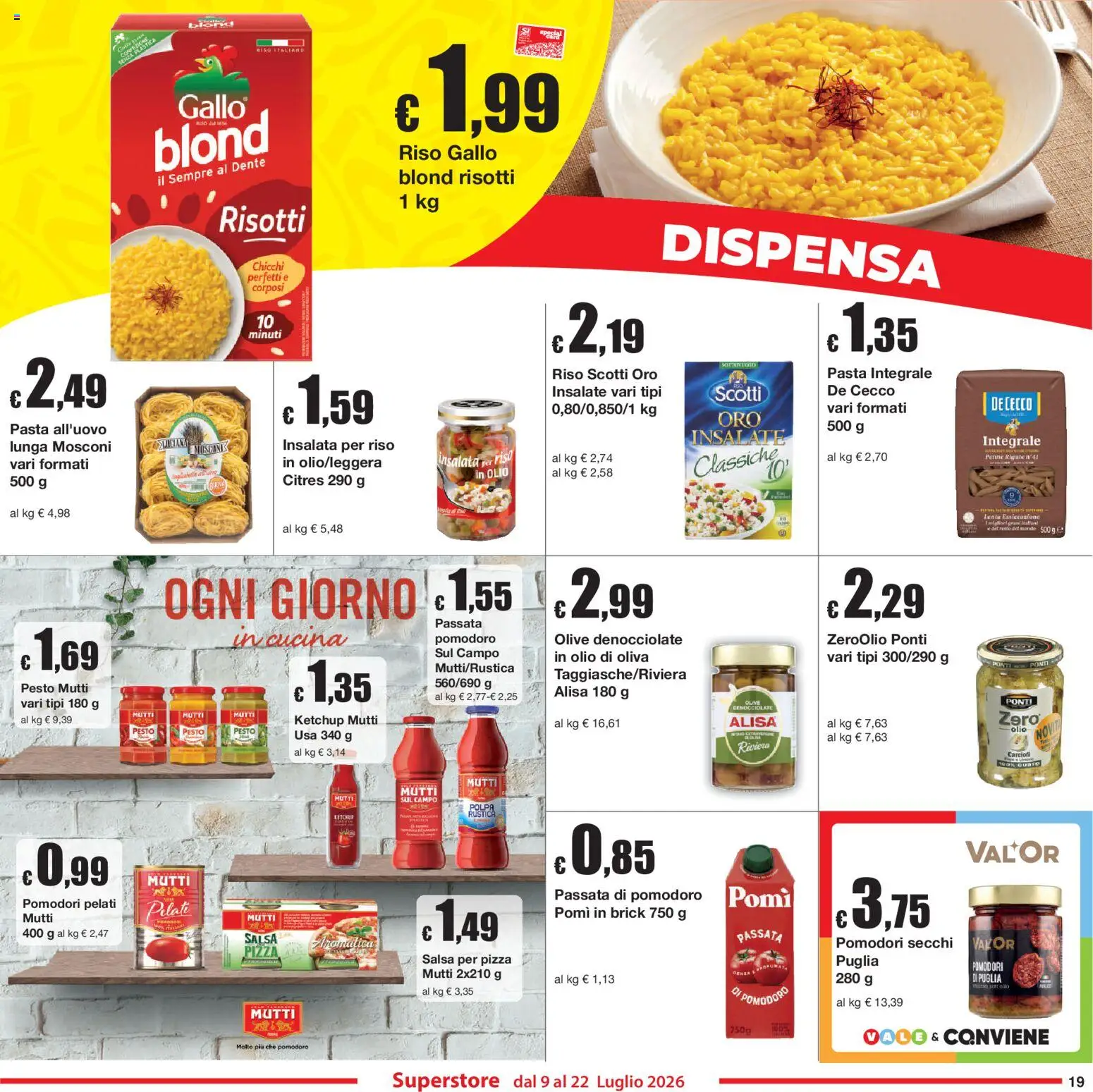 Volantino Sì con Te del 09/07/2026 | Pagina: 19 | Prodotti: Riso, Olio, Pasta, Mutti