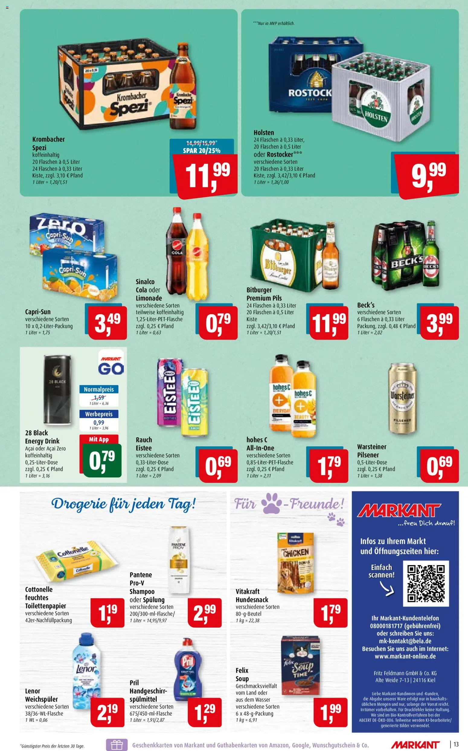 Markant Prospekt – gültig ab 05.10.2026 | Seite: 13 | Produkte: Lenor, Holsten, Shampoo, Wasser