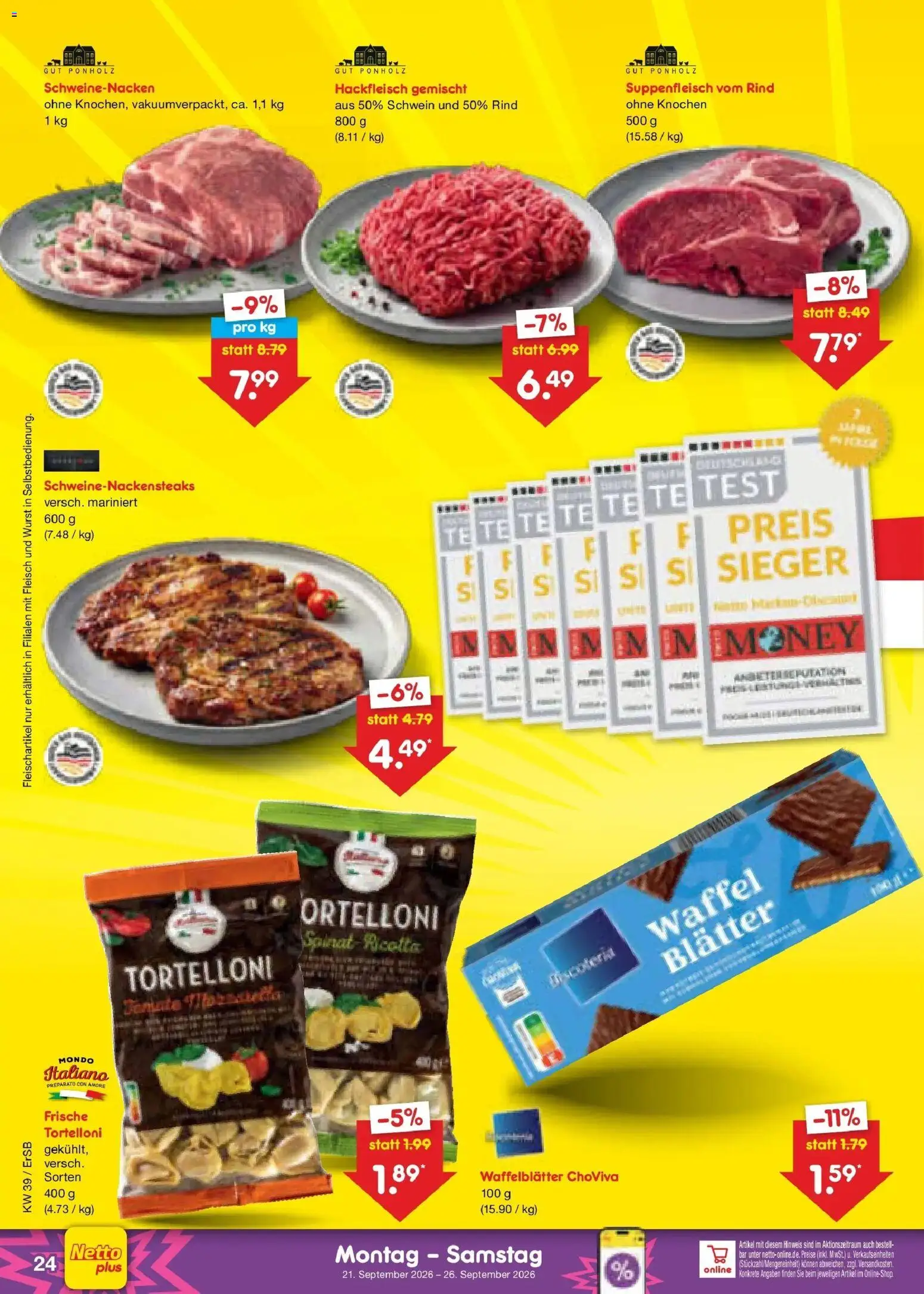 Netto Marken-Discount Prospekt Naumburg – gültig ab 21.09.2026 | Seite: 36 | Produkte: Suppenfleisch, Wurst, Fleisch, Hackfleisch