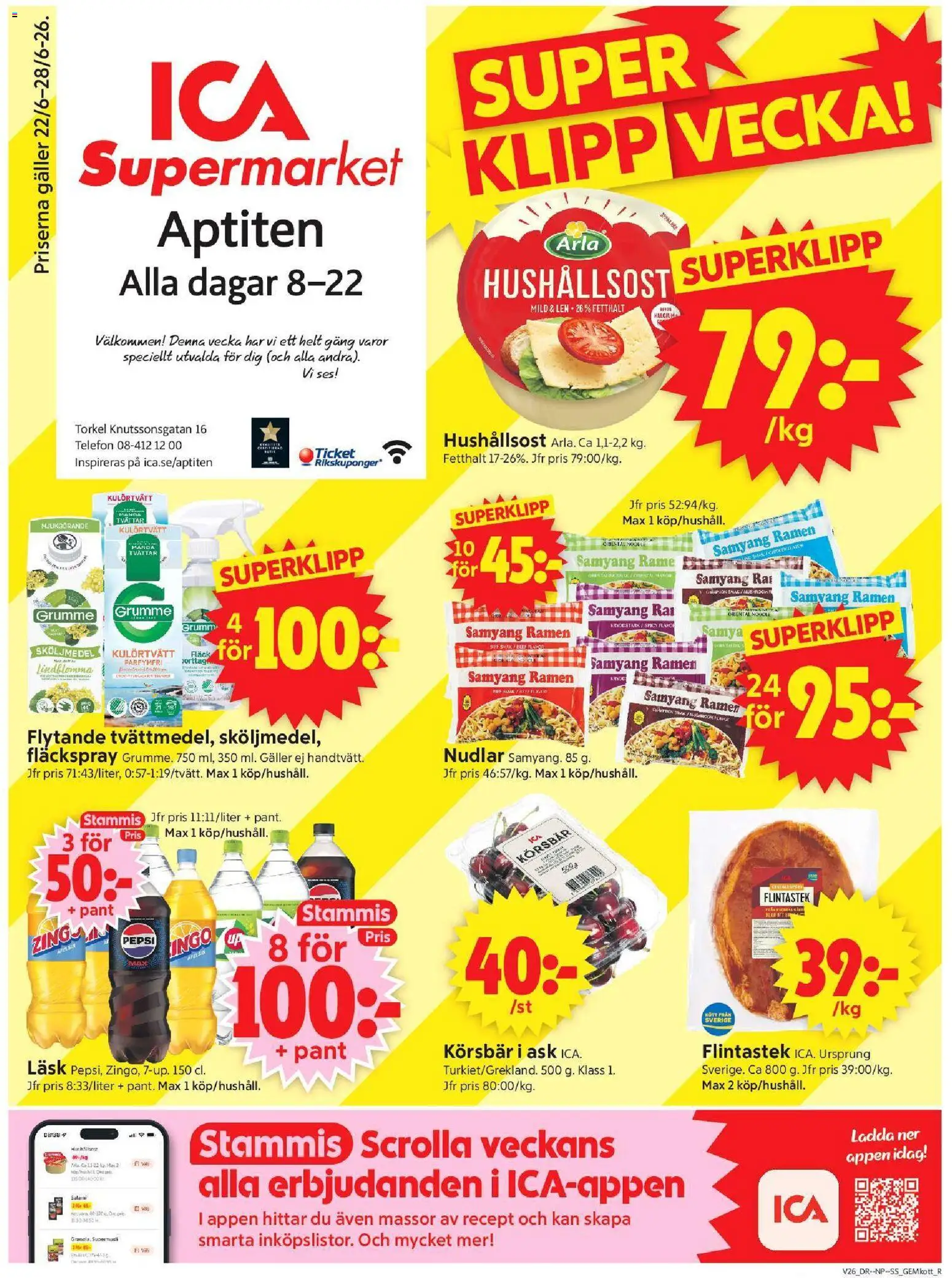 ICA Supermarket reklamblad aktuell från 22/06/2026 | Sida: 1
