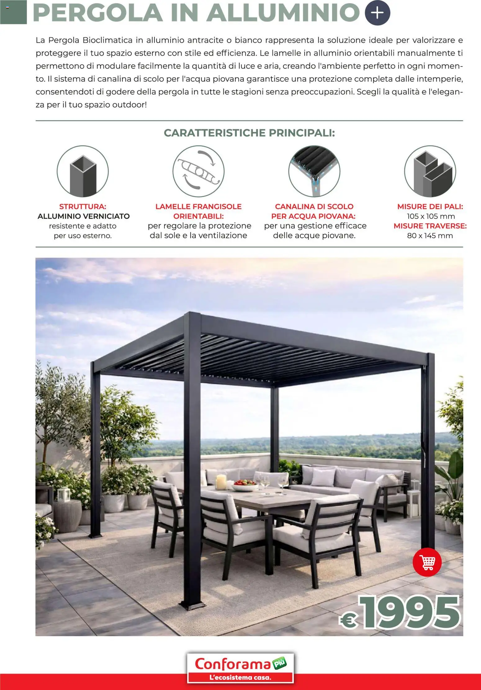 Volantino Conforama del 19/03/2026 | Pagina: 4 | Prodotti: Acqua, Pergola, Alluminio