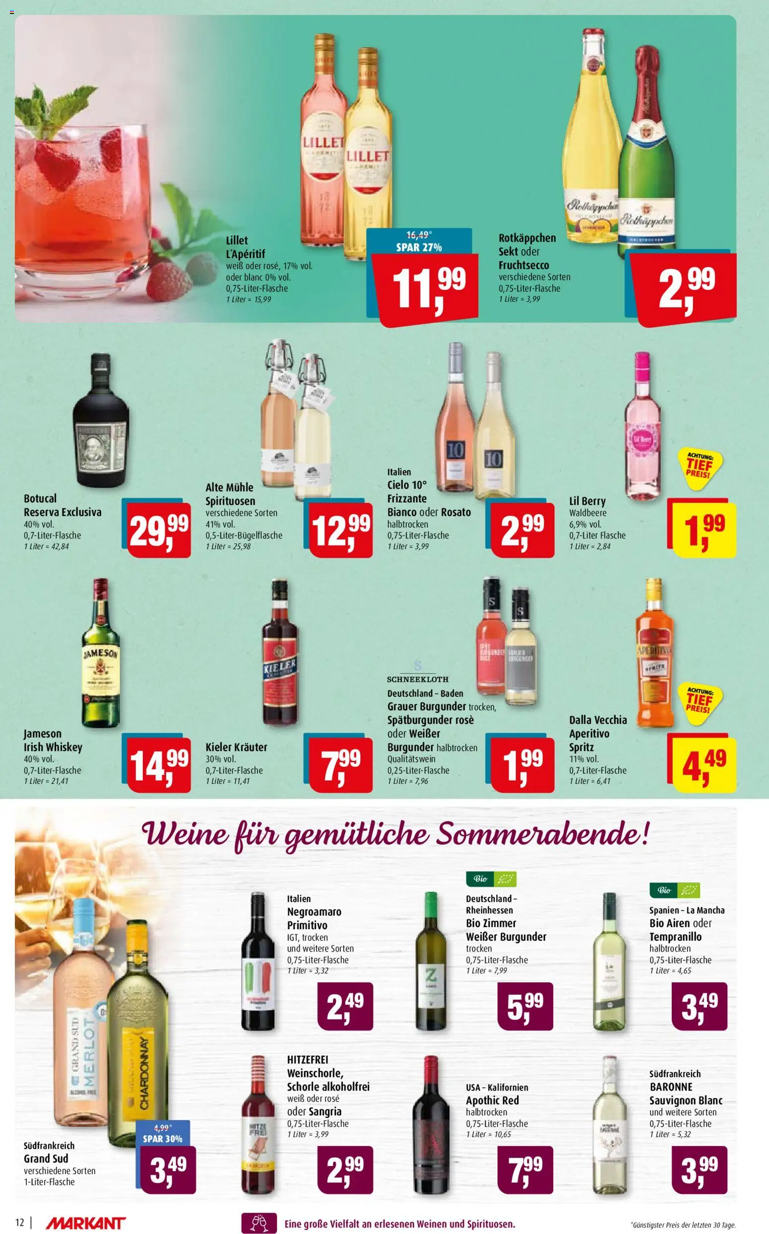 Markant Prospekt – gültig ab 20.07.2026 | Seite: 12 | Produkte: Lillet, Grand sud, Rotkäppchen, Wein