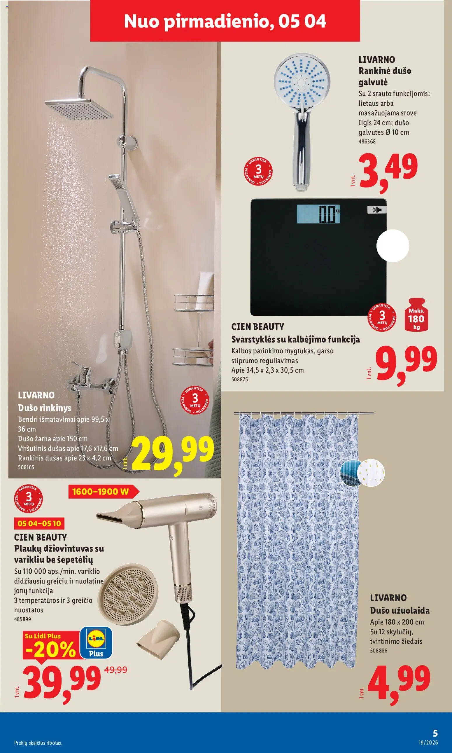 LIDL akcijos nuo 04.05.2026 | Puslapis: 5 | Prekių: Dušas, Rankinė, Dušo galvutė