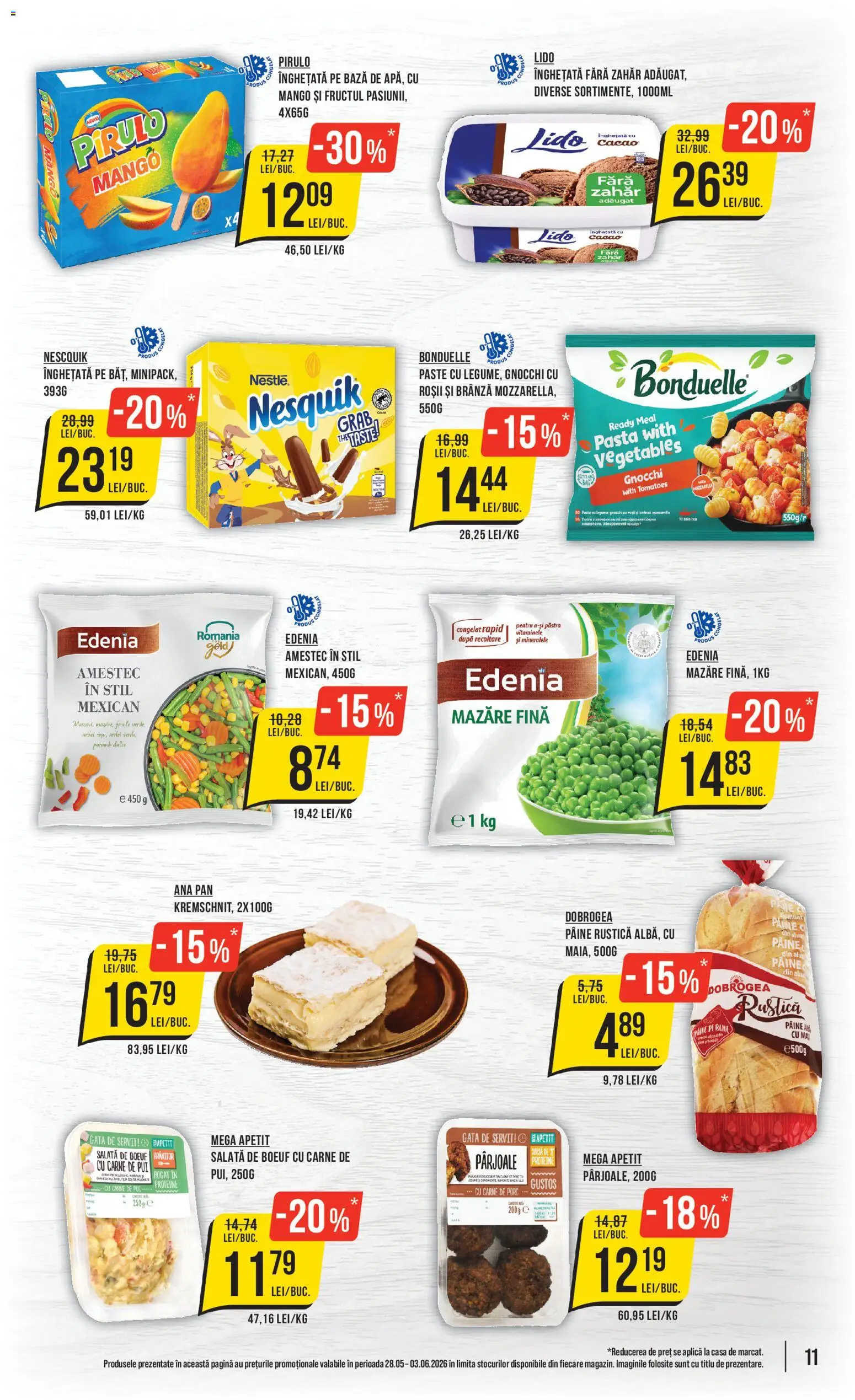 Noul catalog Mega Image – valabil de la 28.05.2026 | Pagină: 11 | Produse: Masaüstü kılıfı, Hacıyatmaz Kedi Oyuncağı, Mozzarella, Pâine