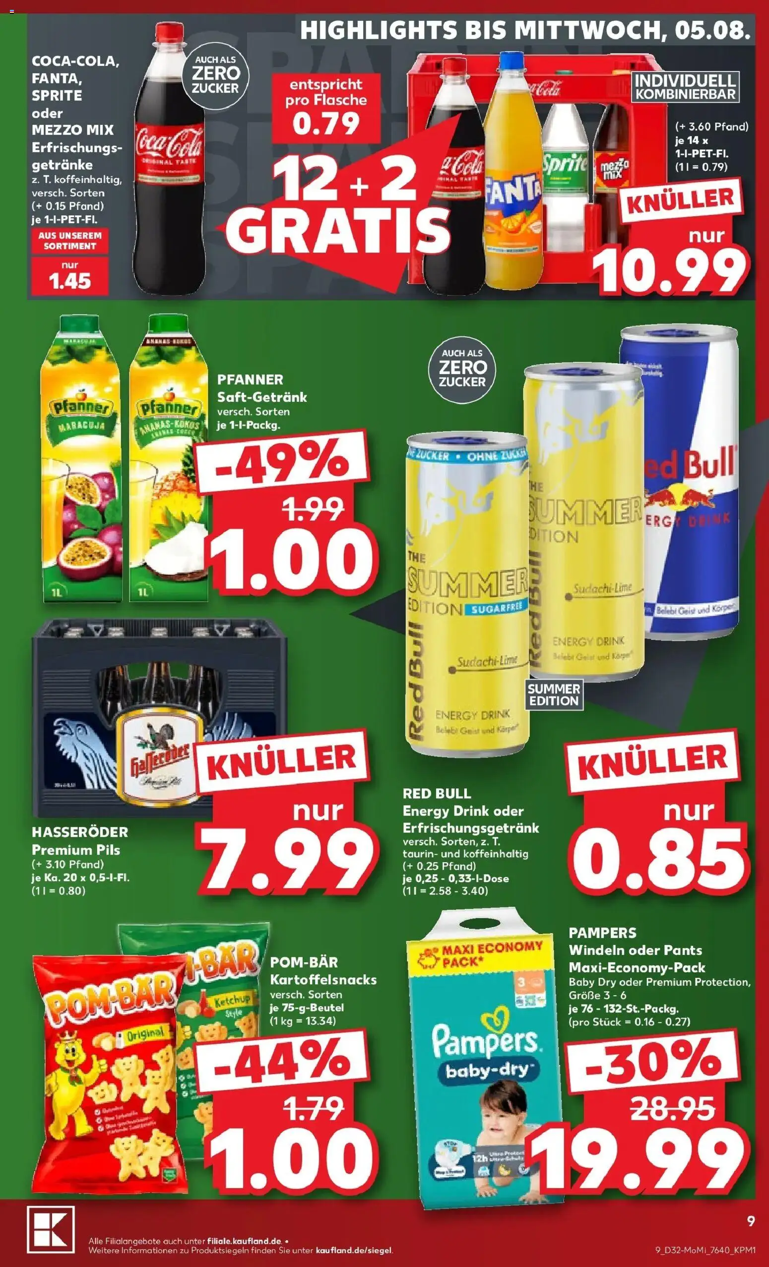 Kaufland Prospekt Bottrop – gültig ab 03.08.2026 | Seite: 9 | Produkte: Pils, Pampers, Zucker, Oder mezzo mix