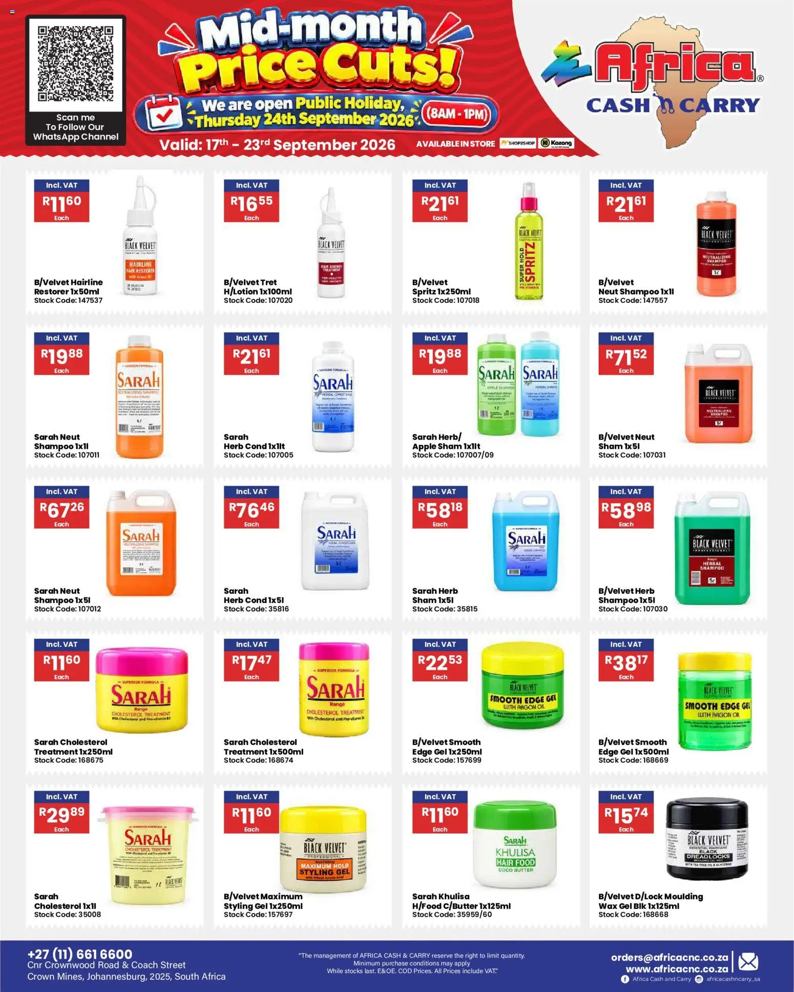 New Africa Cash & Carry catalogue – valid from 17/09/2026 | Page: 79 | Products: Butter, Wax, Oil, Shampoo