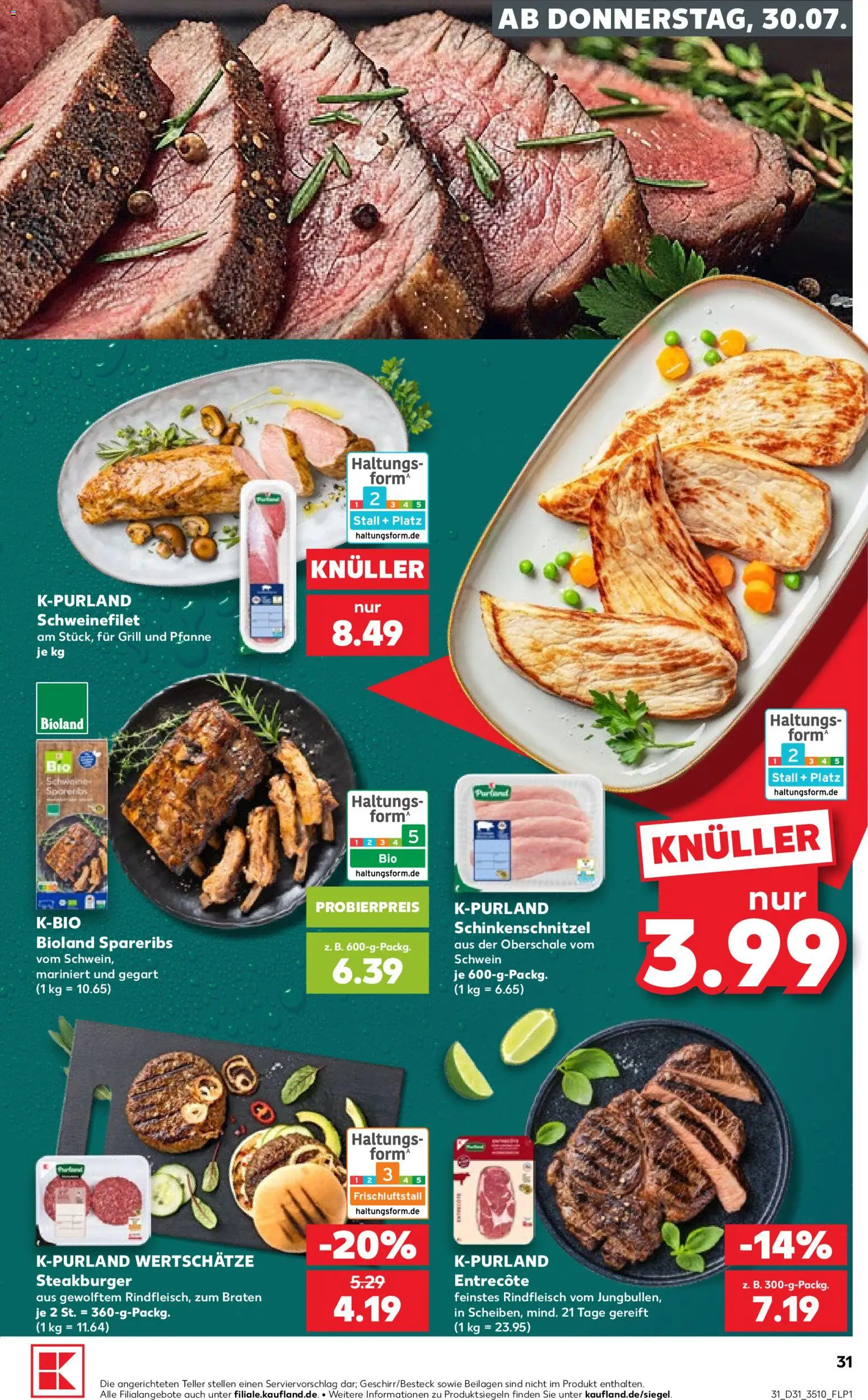 Kaufland Prospekt Zeitz – gültig ab 30.07.2026 | Seite: 31 | Produkte: Grill, Entrecote, Schweinefilet, Rindfleisch