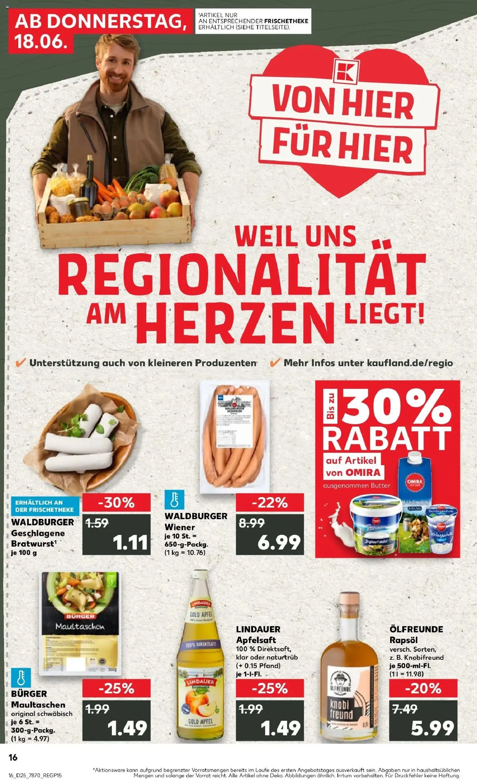 Kaufland Prospekt Weingarten – gültig ab 15.06.2026 | Seite: 1 | Produkte: Butter, Rapsöl, Äpfel, Maultaschen