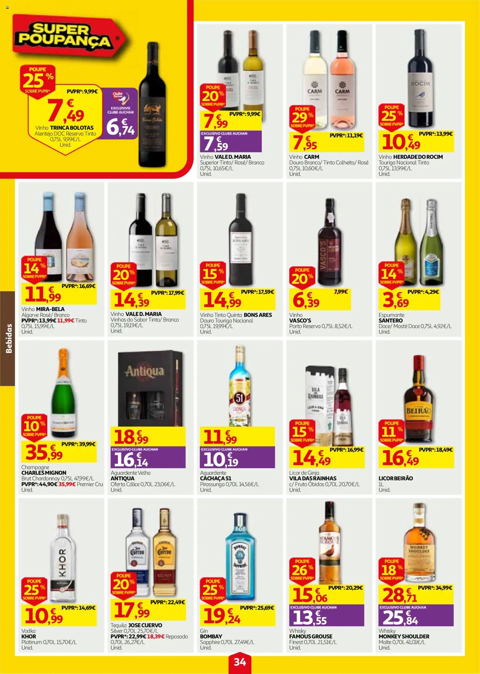 Auchan folheto │ válido de 24/09/2026 | Página: 34 | Produtos: Bebidas, Licor, Champagne, Tequila