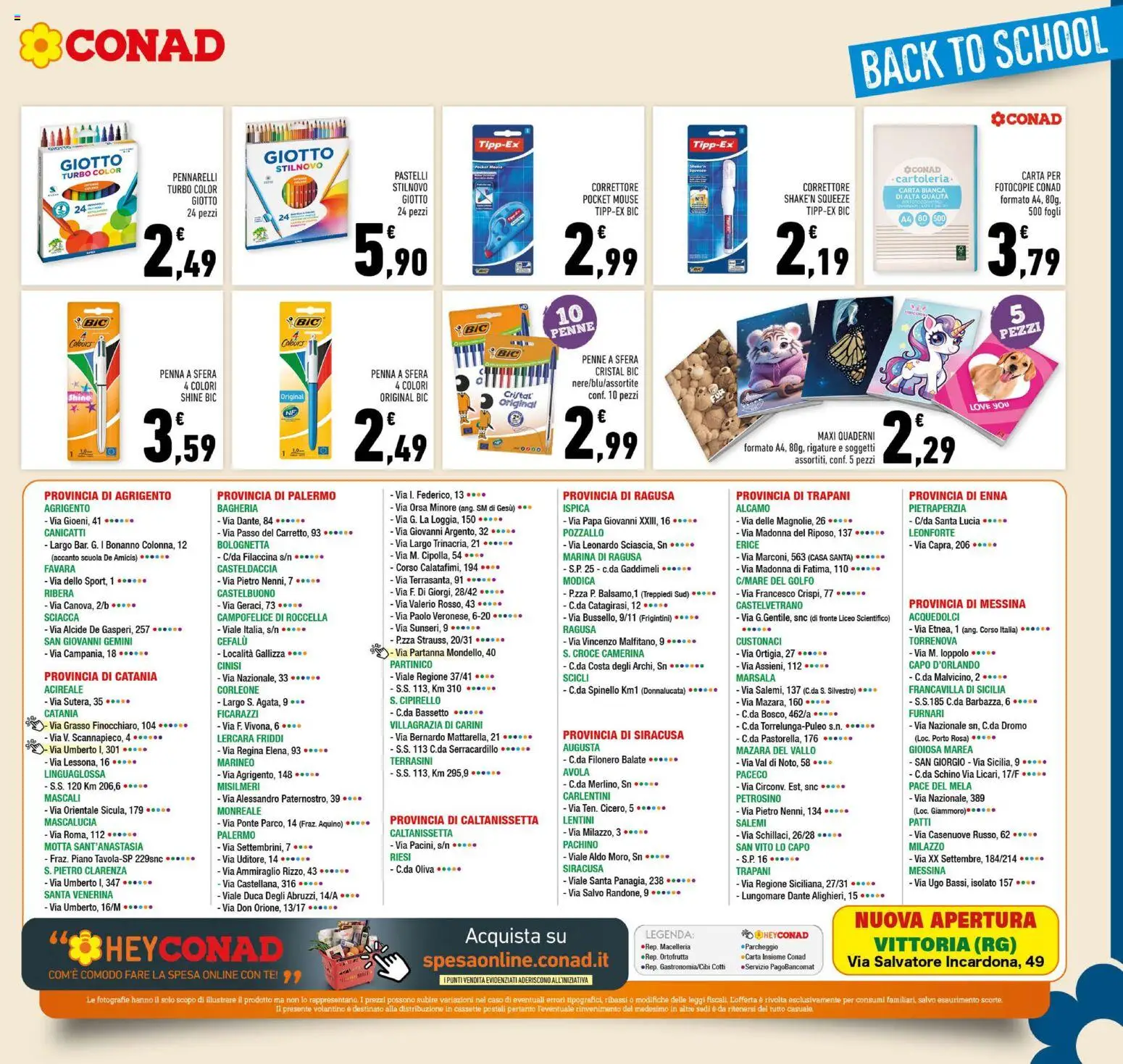 Volantino Conad del 26/08/2026 | Pagina: 23 | Prodotti: Mouse, Pennarelli, Pastelli, Correttore