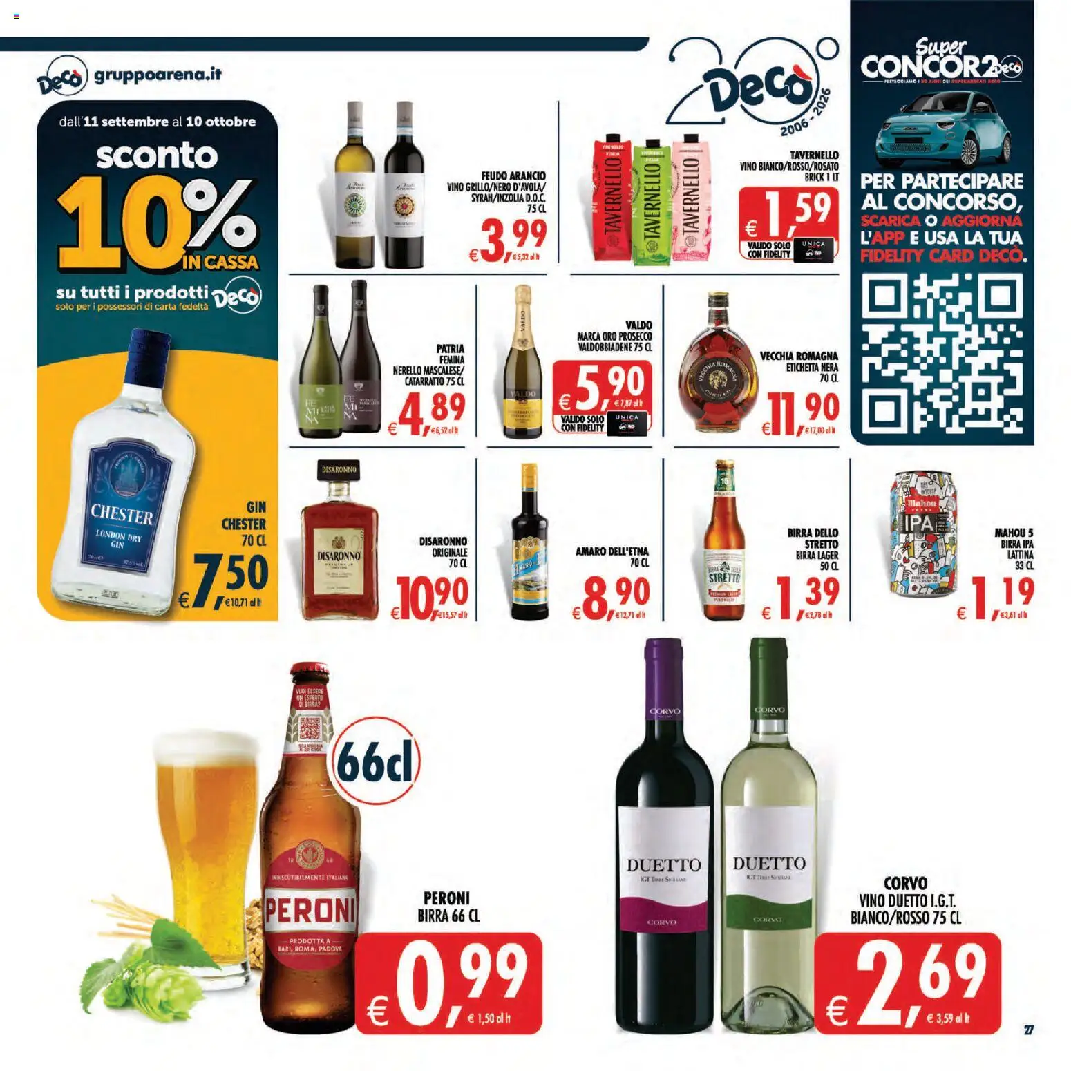 Volantino Decò del 11/09/2026 | Pagina: 28 | Prodotti: Birra, Prosecco, Vino, Amaro