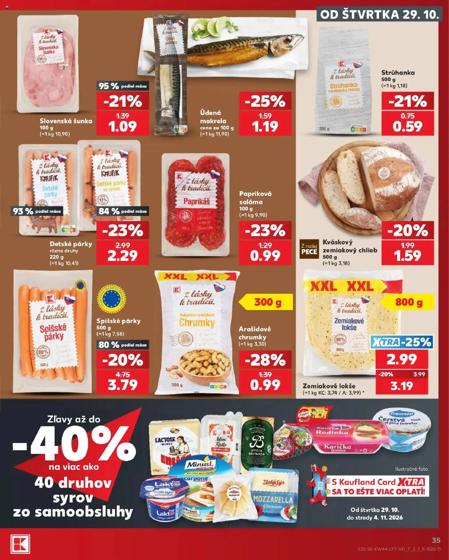 Nové Kaufland akcie – leták je platný od 29.10.2026 | Strana: 35 | Produkty: Strúhanka, Syr, Mozzarella, Párky